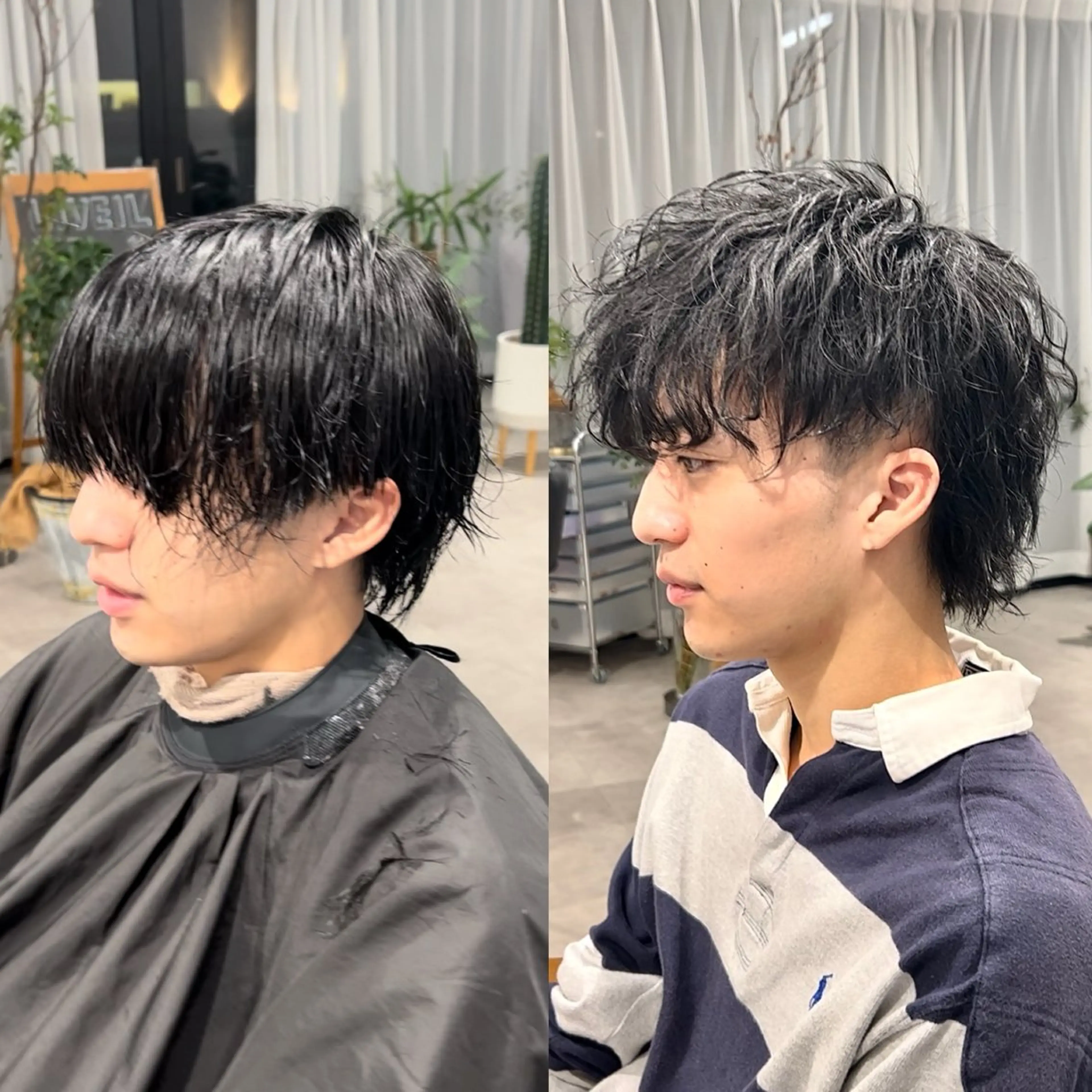 メンズ メンズパーマ メンズウルフカット ウルフカット リベイルけんた モデル募集のヘアスタイル