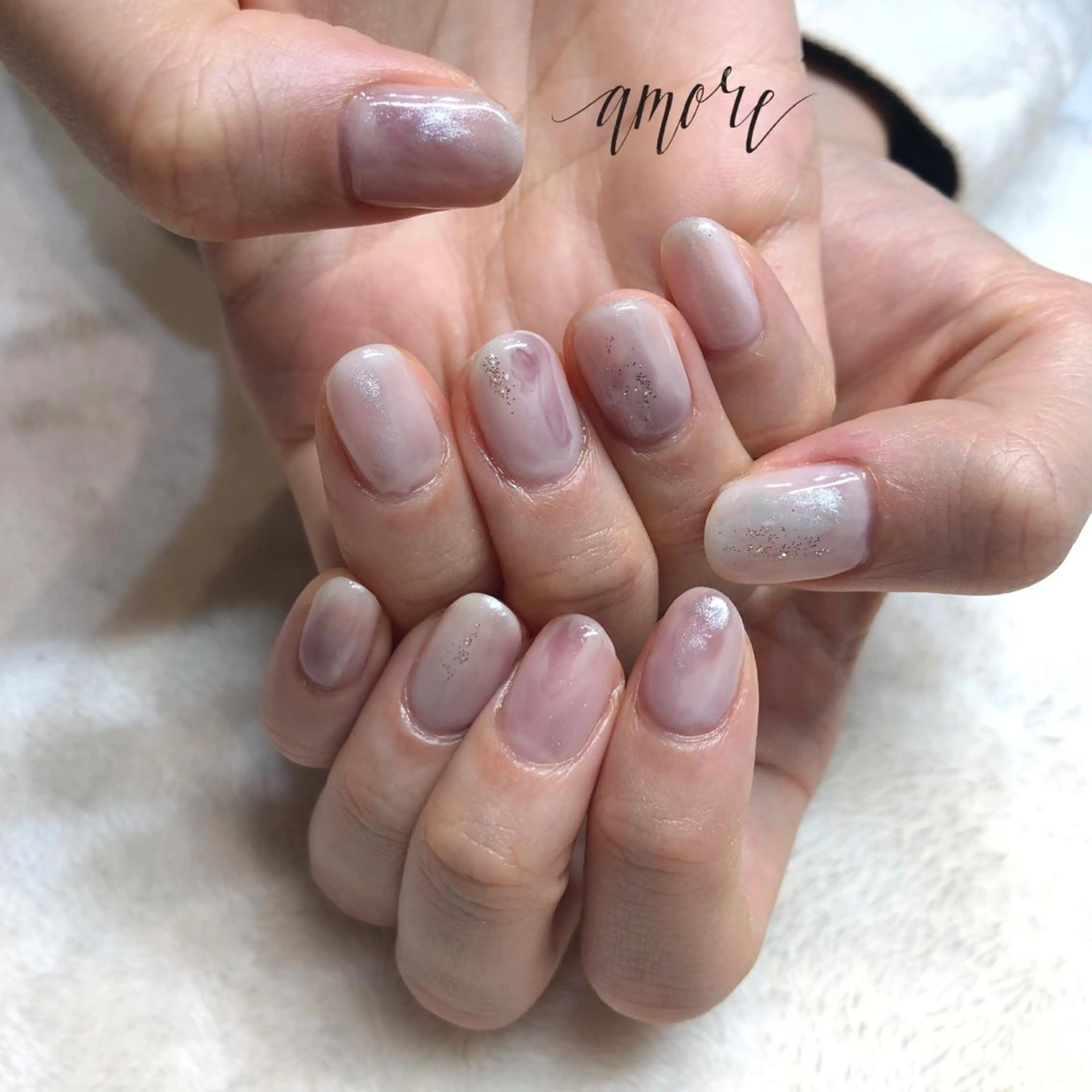 ネイル ジェルネイル ラメ(グリッター) ミラーネイル ニュアンスネイル 春ネイル You kyehwaのネイルデザイン