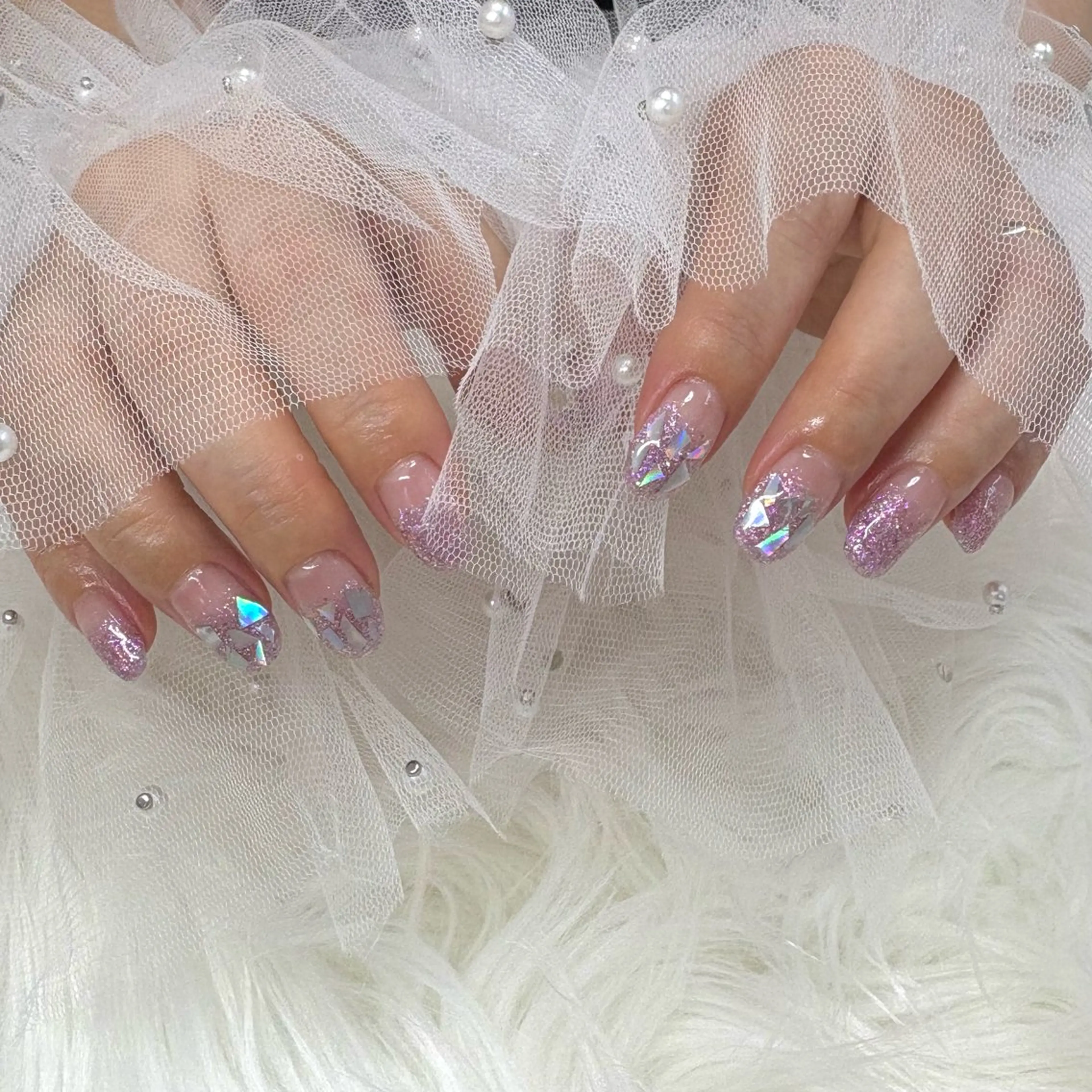 ネイル グラデーション ラメ(グリッター) ラメグラデーション ミラーネイル ハンドネイル SHINE nail salonのネイルデザイン