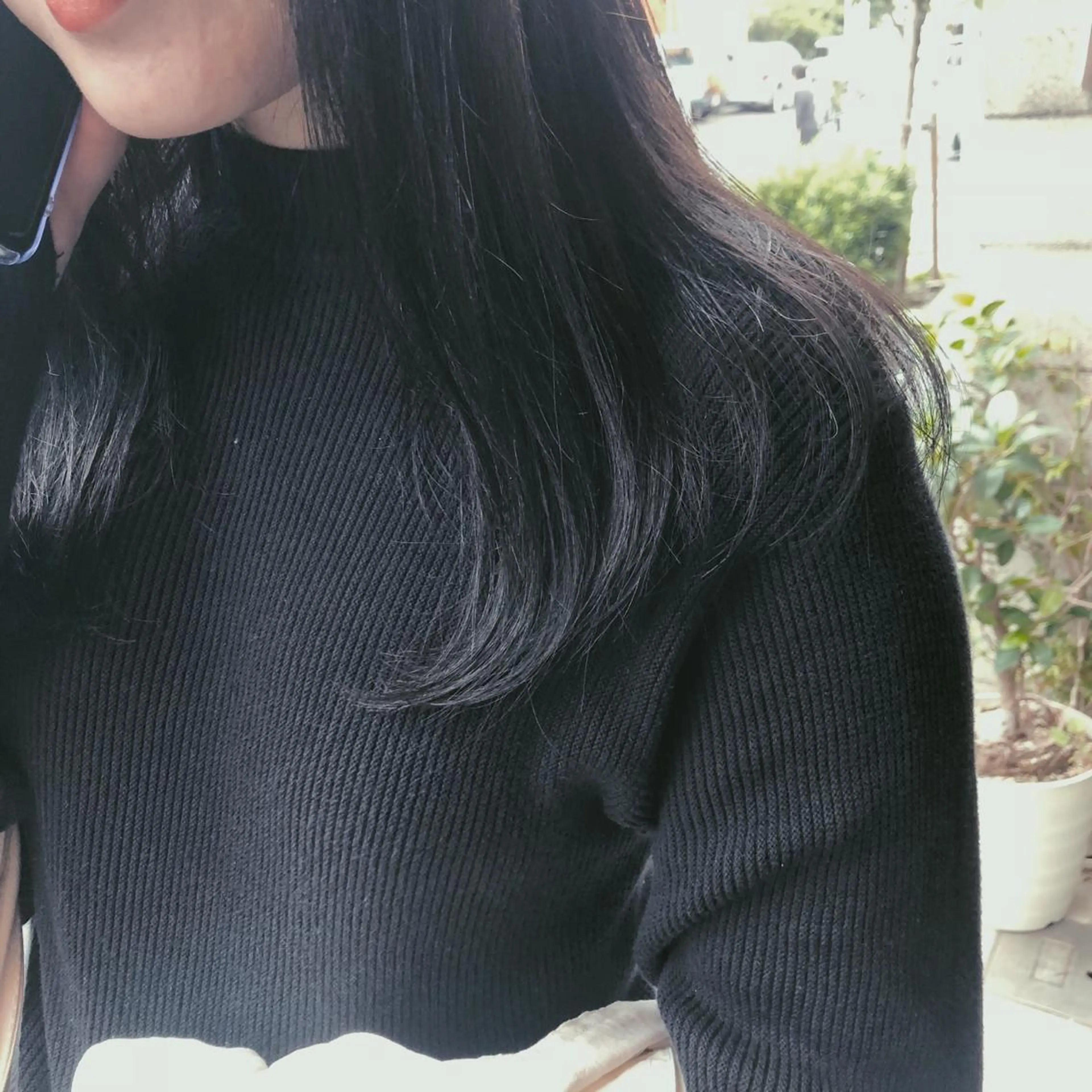 ミディアム カラー パーマ 黒髪 カット ヘアカラー 吉川 愛美李のヘアスタイル