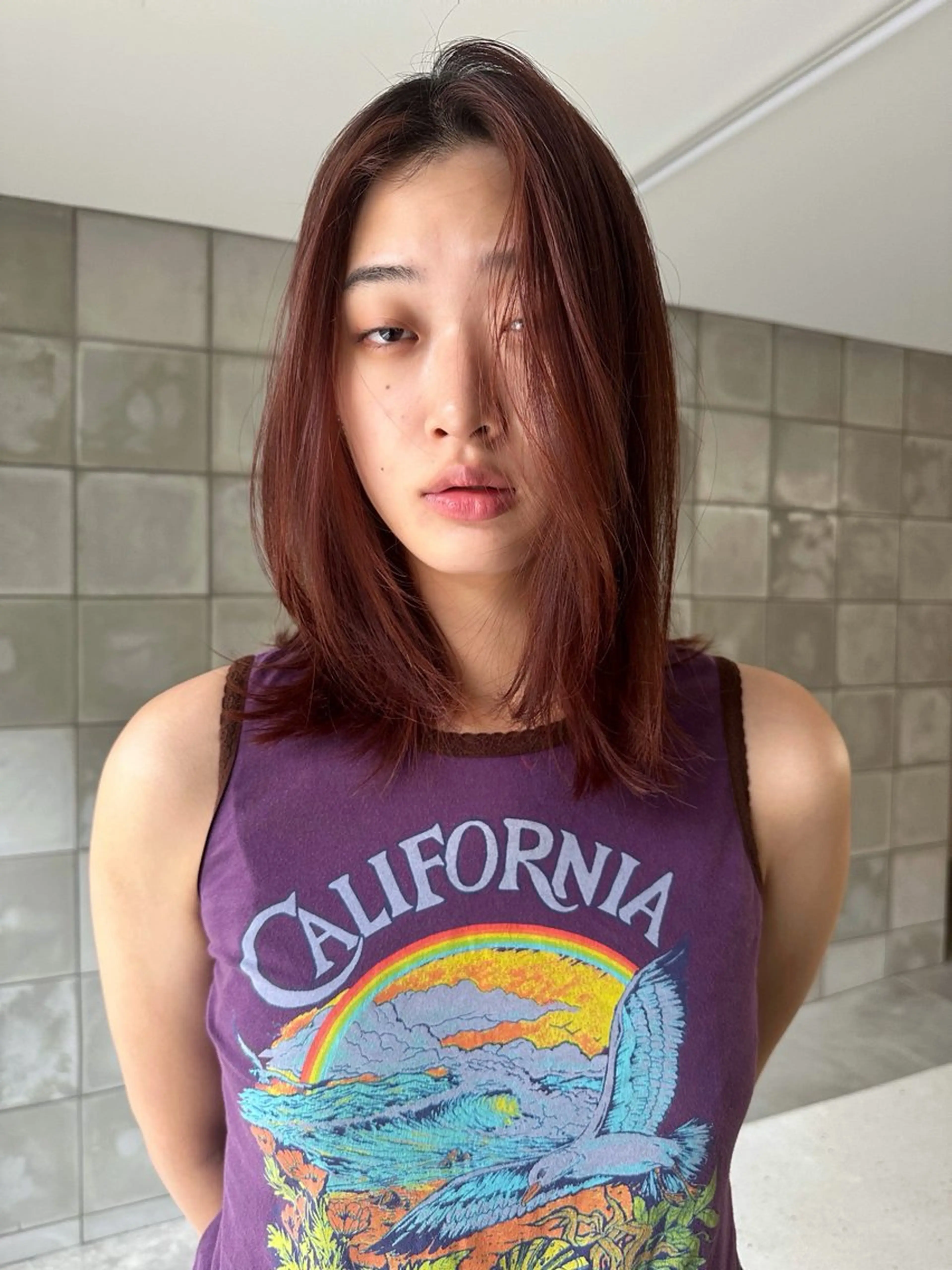 ミディアム カラー カット ヘアカラー パーマ /レイヤー 榛地渉馬 /矢場町のヘアスタイル