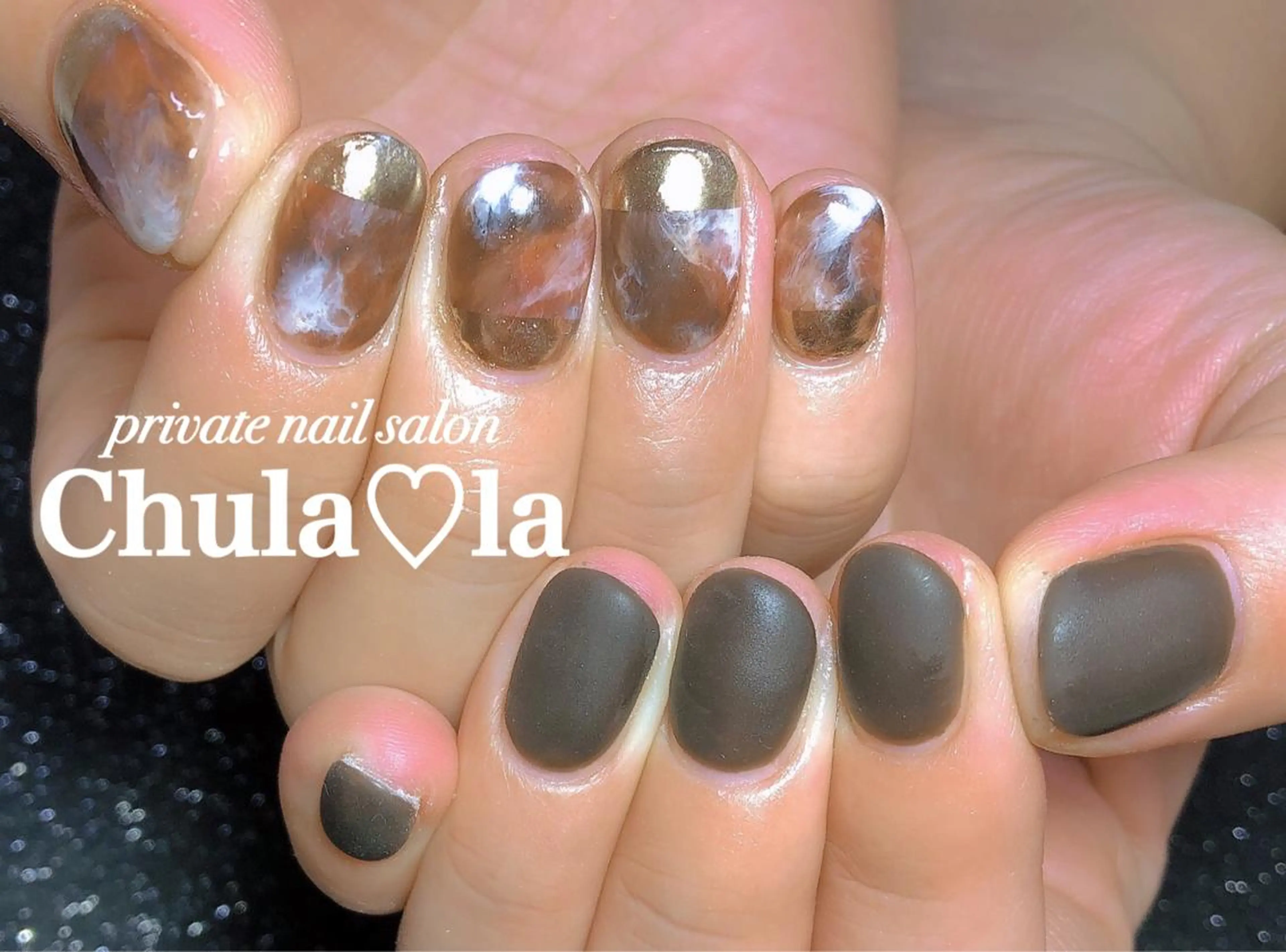 ネイル 持ち込み ニュアンスネイル ハンドネイル Chula♡la 豊見城市高安のネイルデザイン