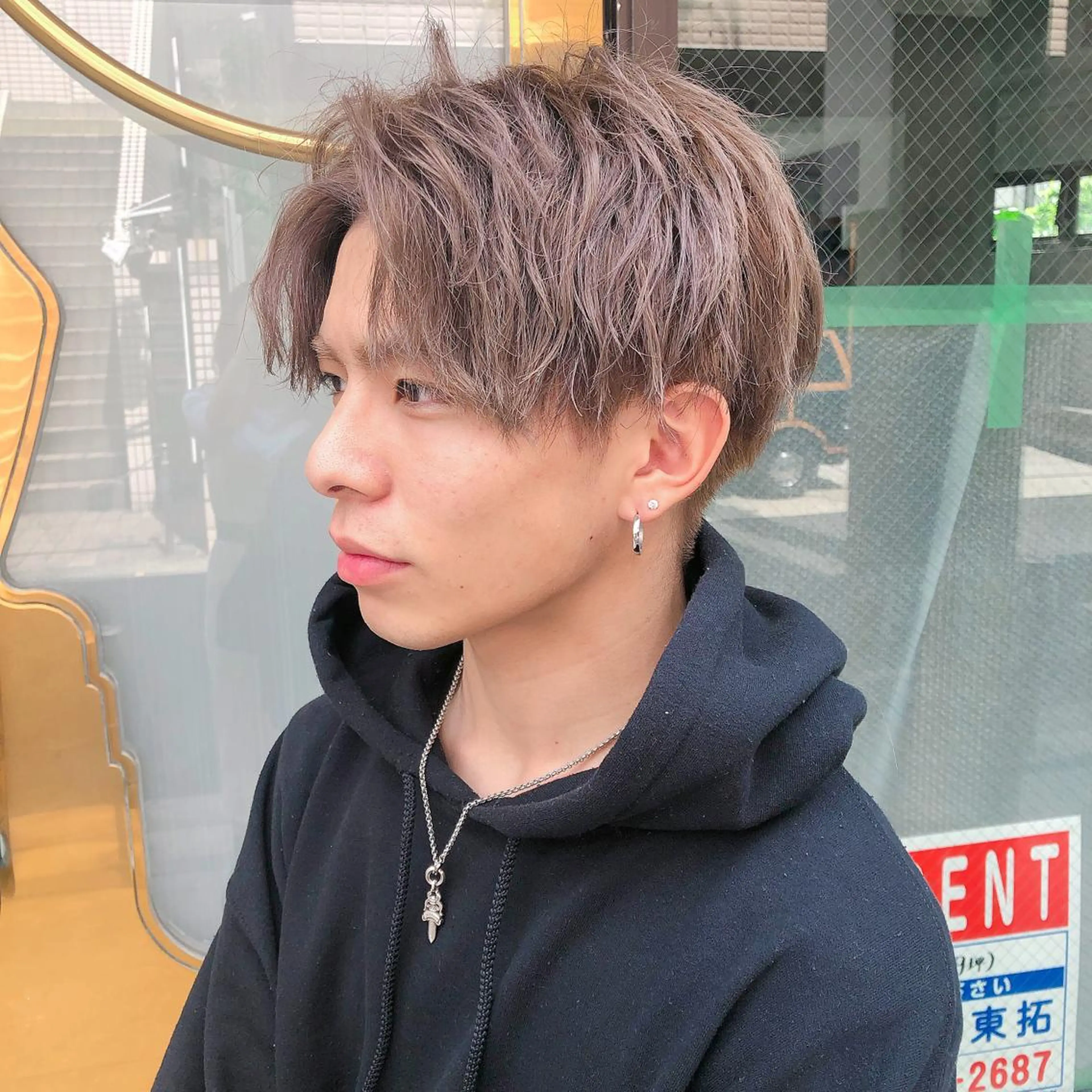 ショート カラー パーマ ヘアアレンジ メンズ ネイル マツエク・マツパ ベージュカラー ミルクティーベージュ メンズネイル 天神レイヤーカット No.1💖マユカのヘアスタイル