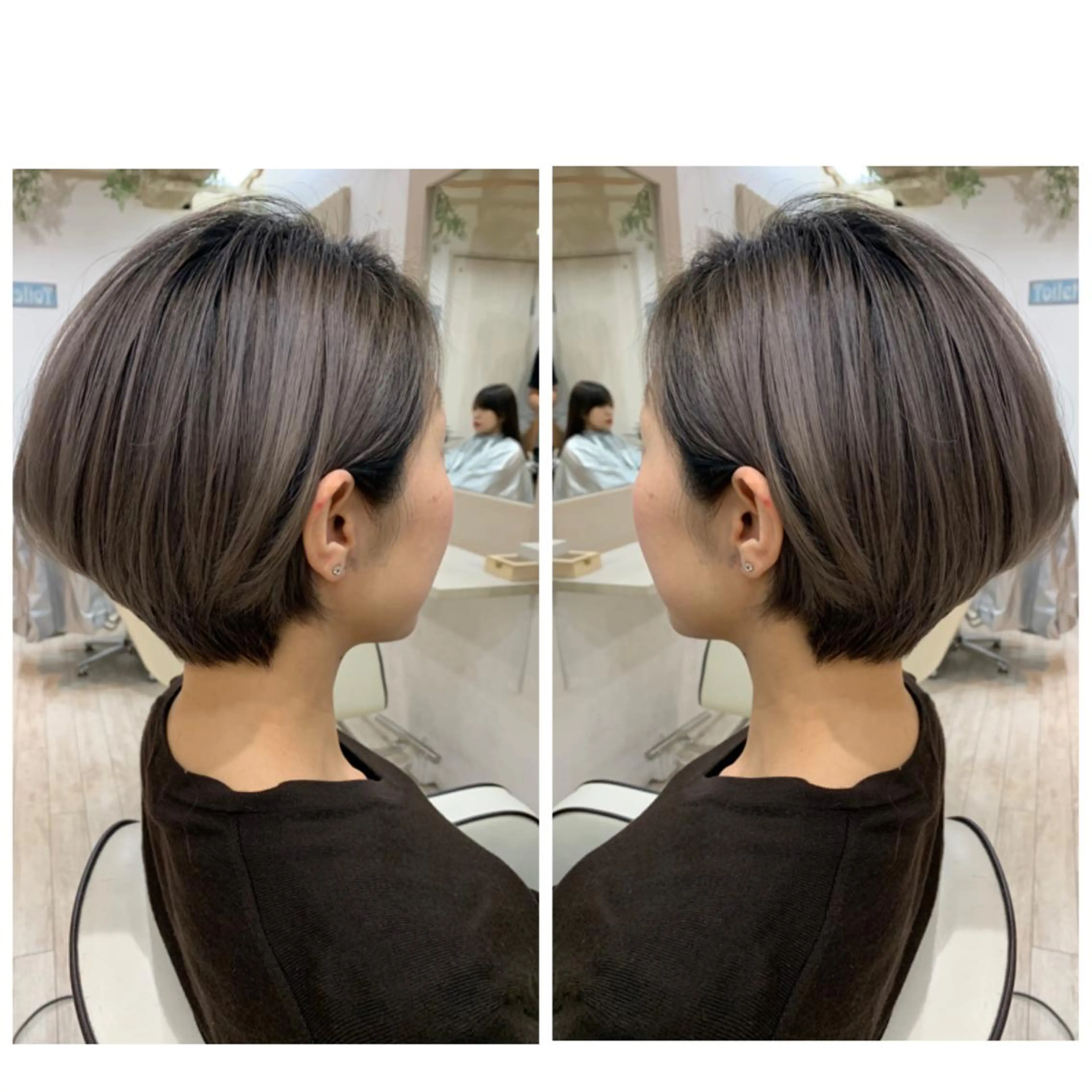 ショート カラー ヘアカラー トリートメント 京都大人女性ショート 徒歩1分/秋山のヘアスタイル