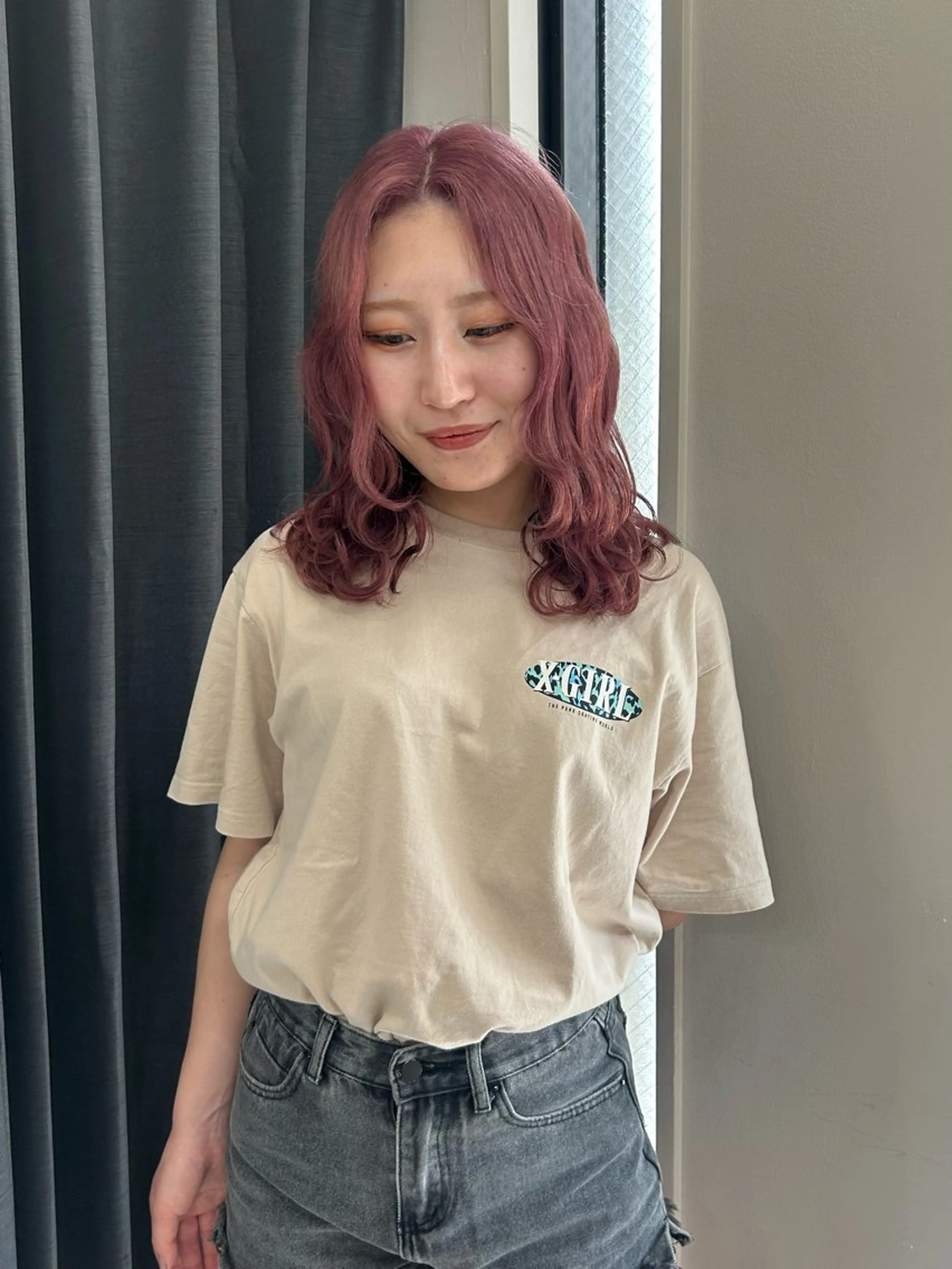 ミディアム カット ヘアカラー トリートメント えり 堀江/ボブ /レイヤー/艶髪のヘアスタイル