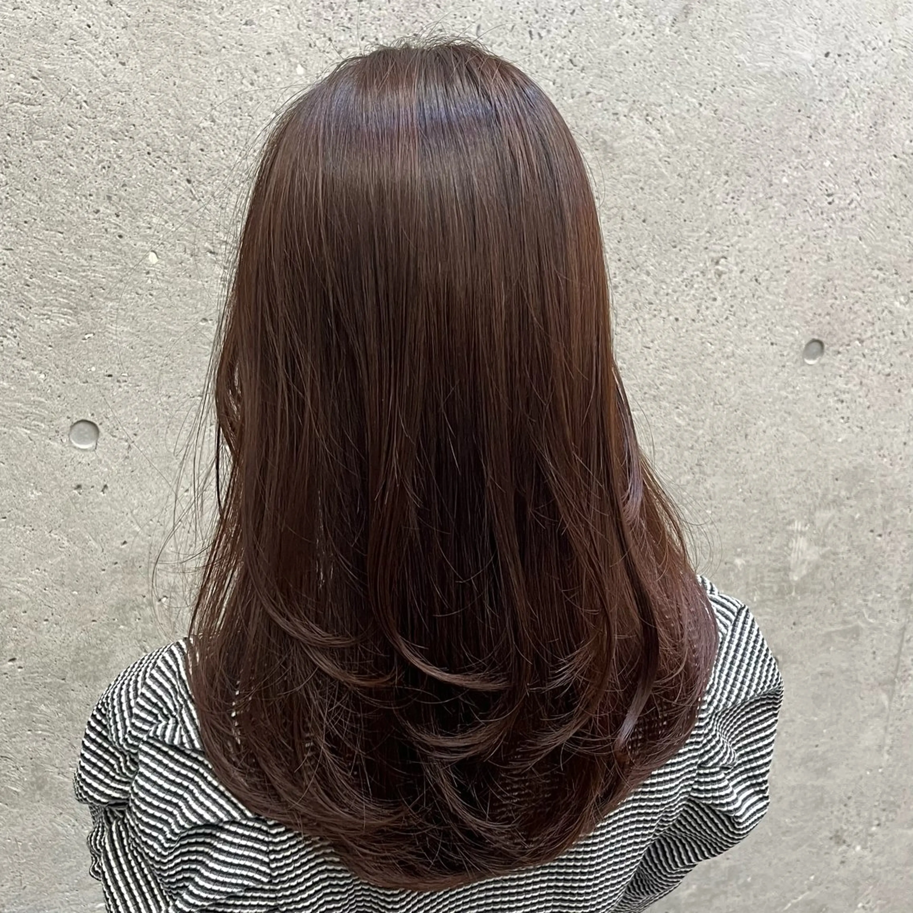 ロング カラー 透明感カラー オレンジ ヘアカラー トリートメント ムツキ/品のある 艶カラー/縮毛矯正のヘアスタイル