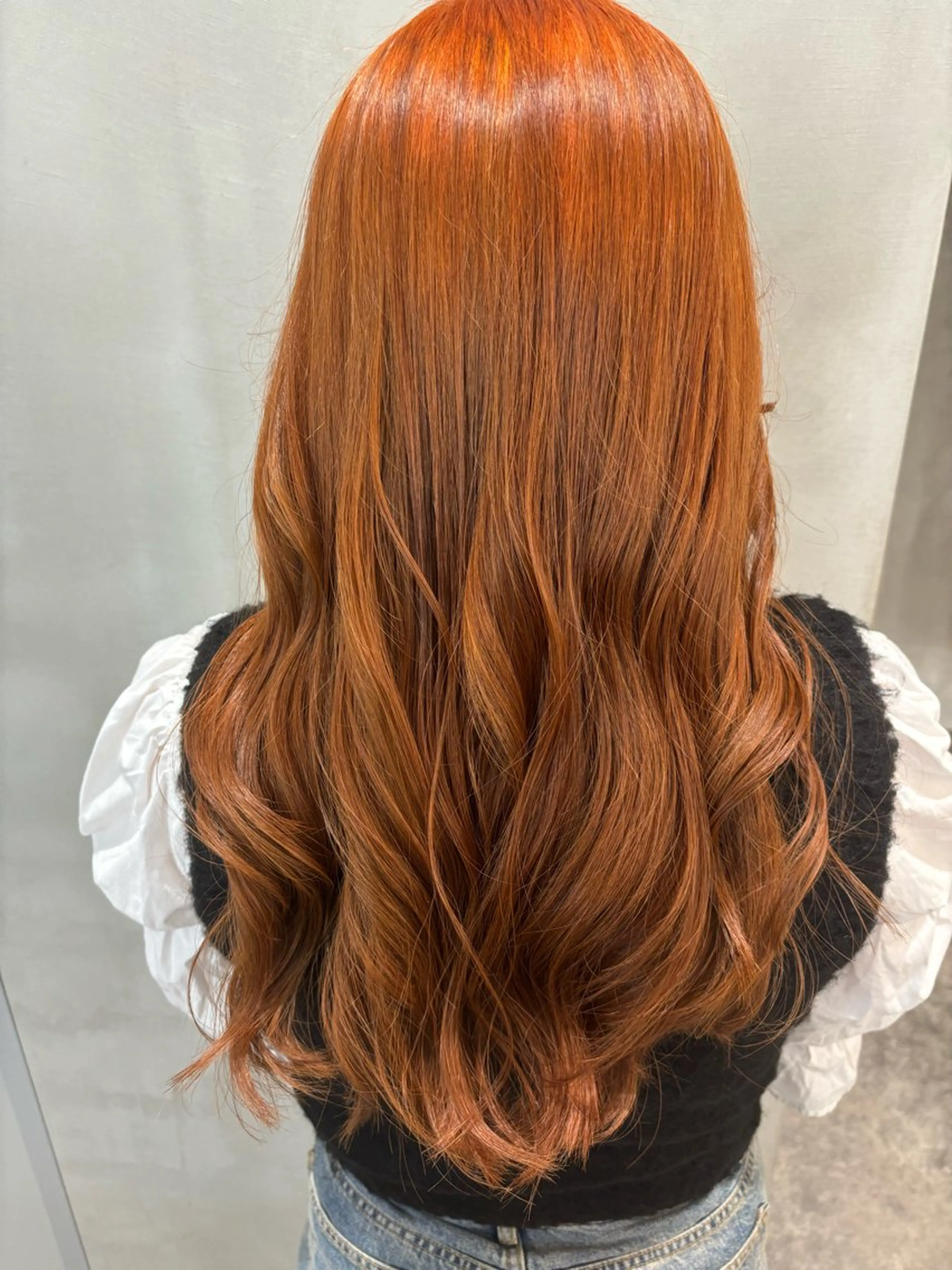 ロング カラー オレンジ 植田 能生のヘアスタイル