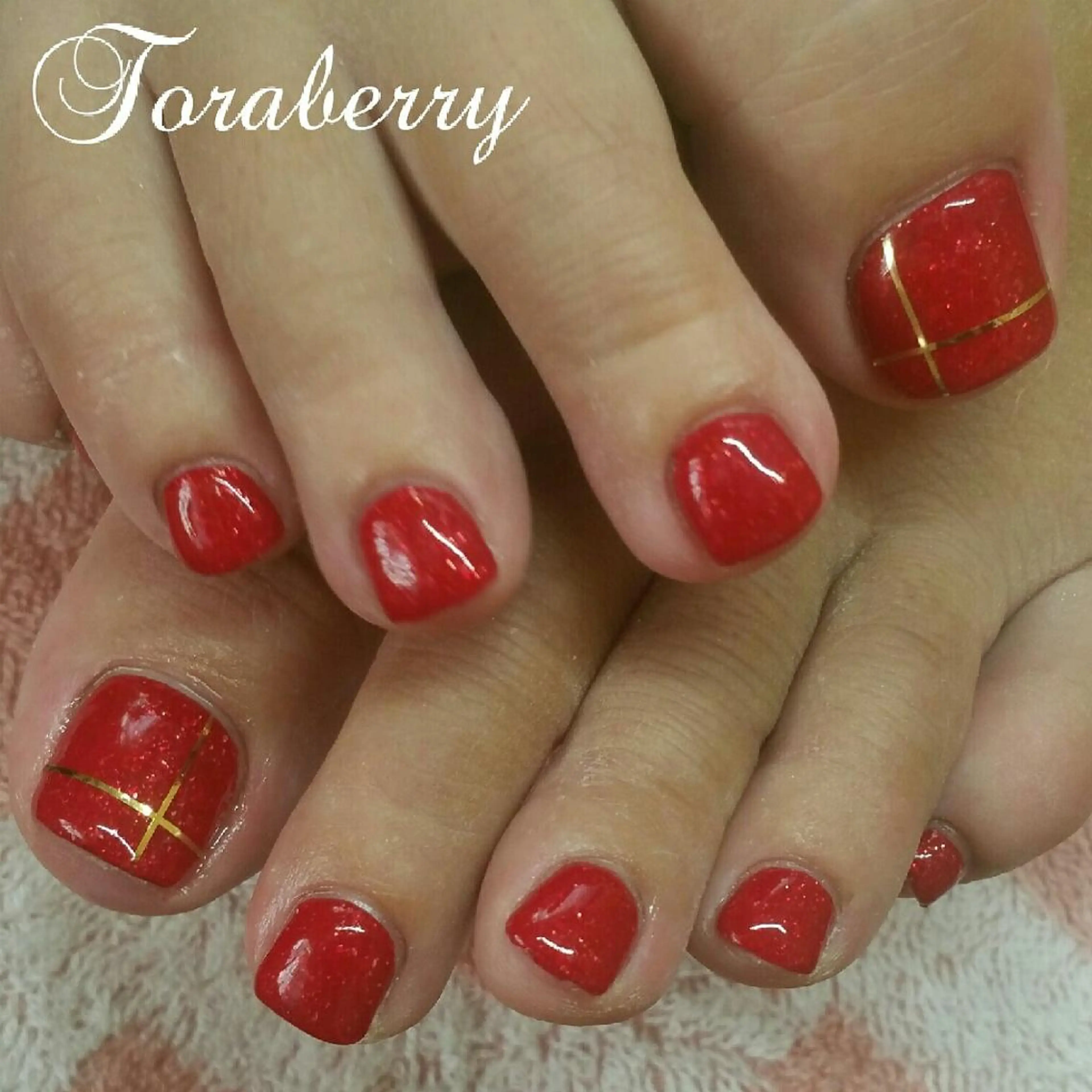 ネイル 赤色 フットネイル ネイリスト なつみのネイルデザイン