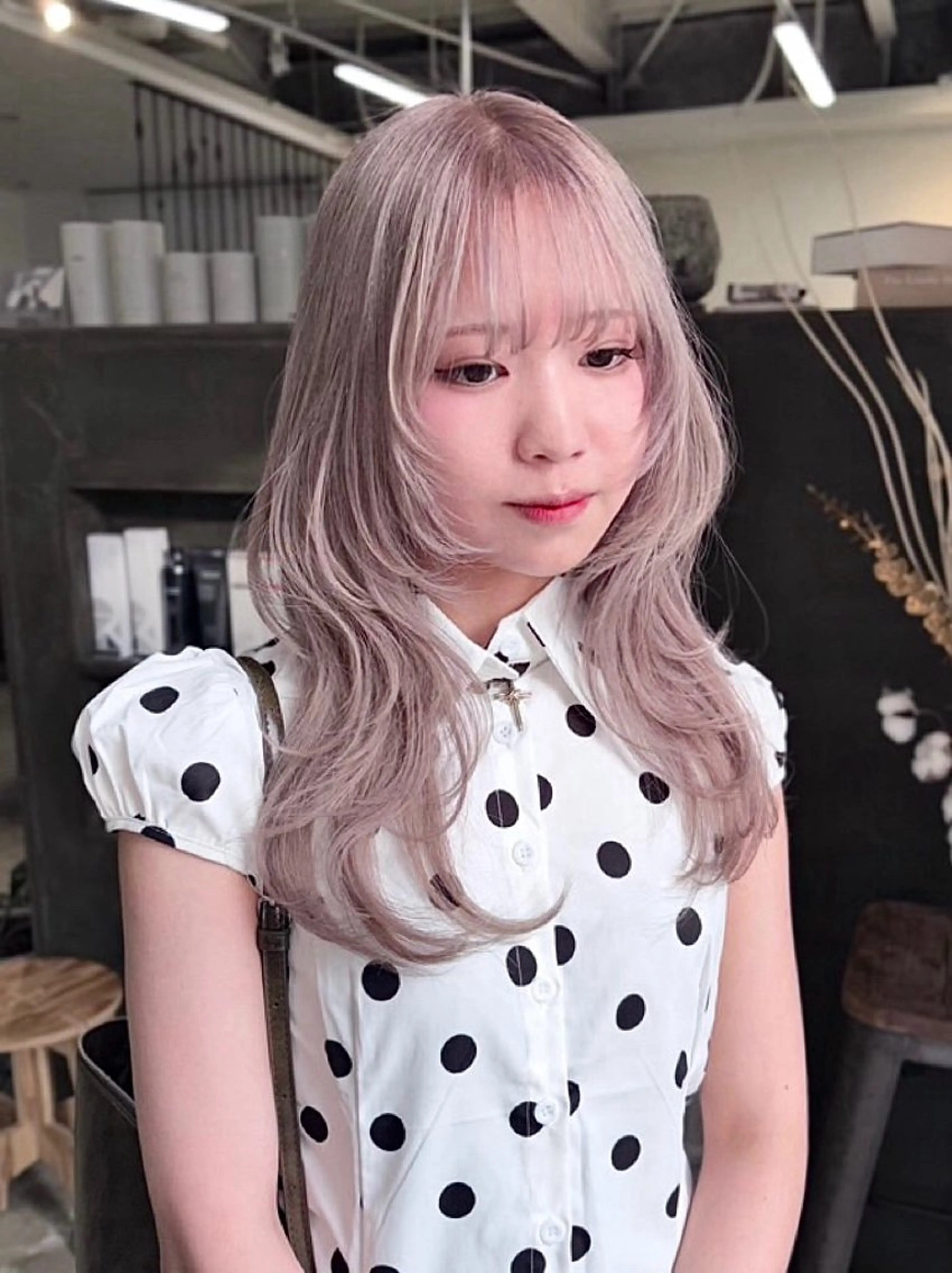 ロング カラー ヘアアレンジ シルバー ハッシュカット ハイトーンカラー/ miyuuのヘアスタイル