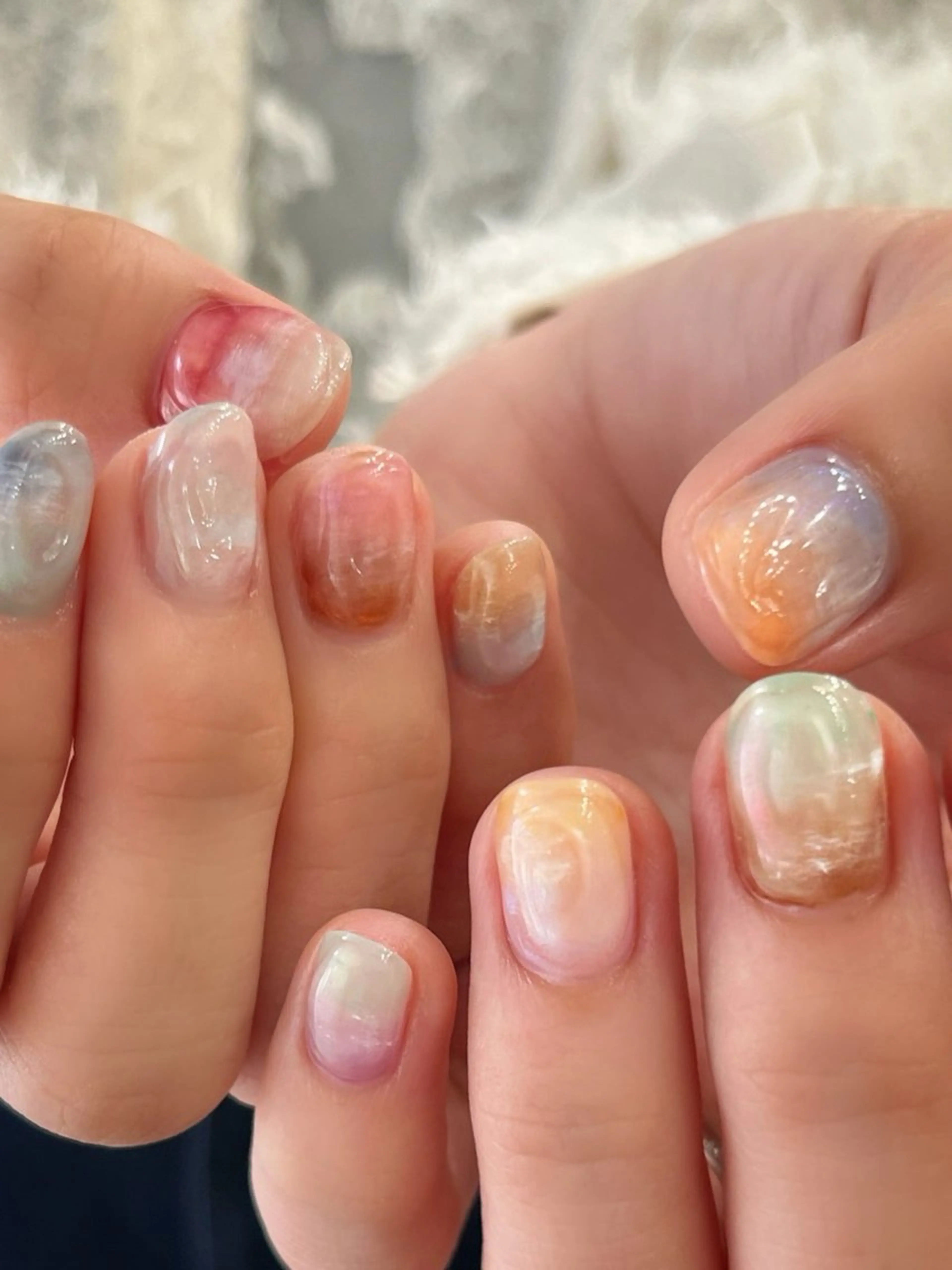 ネイル 氷ネイル・うるうるネイル ニュアンスネイル 夏ネイル ハンドネイル Kana uのネイルデザイン