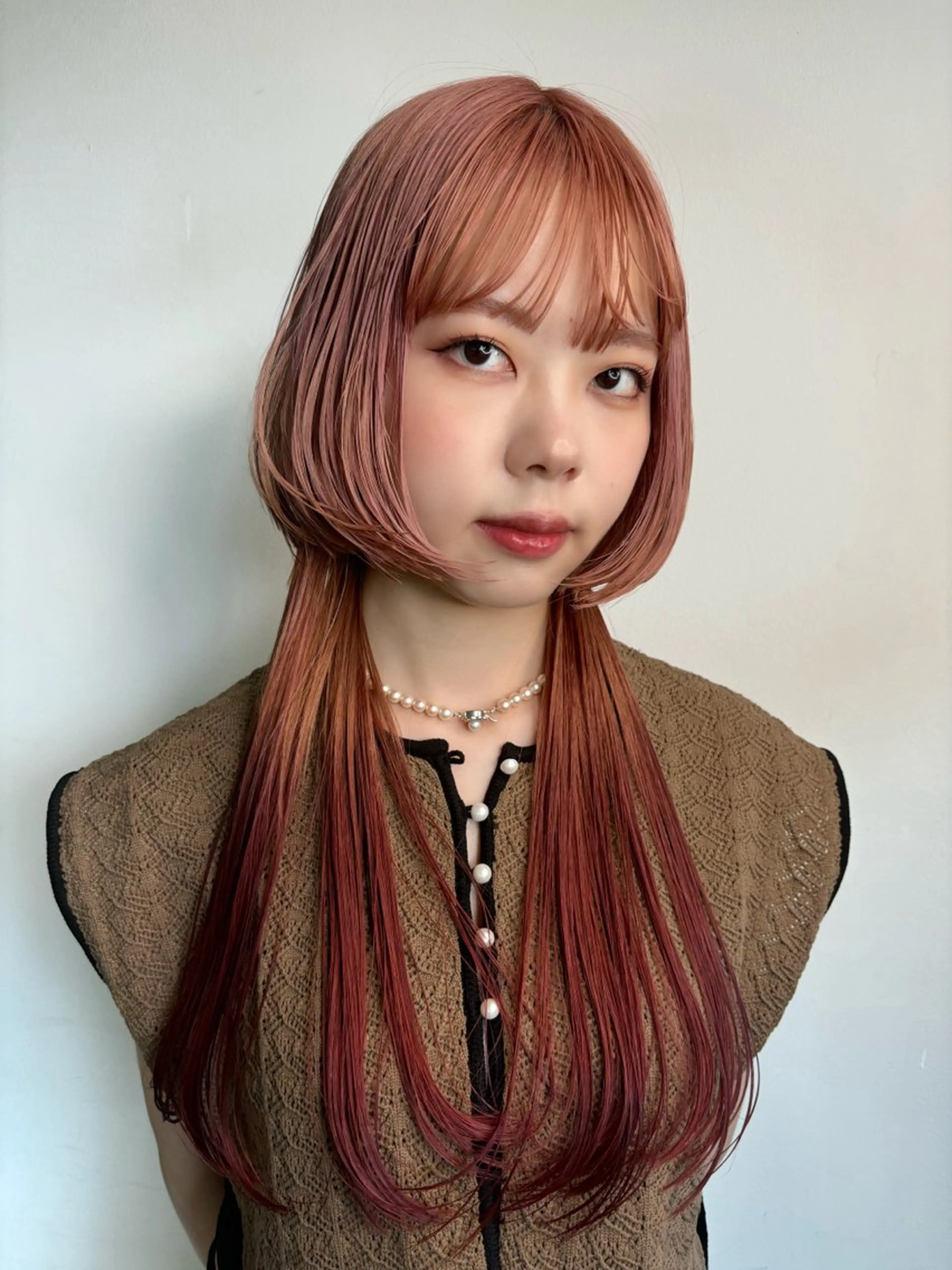 セミロング カラー ブリーチ ケアブリーチ ケアカラー デザインカラー ダブルカラー ヘアカラー トリートメント 暖色カラー🍒 ケアブリーチ/akiのヘアスタイル