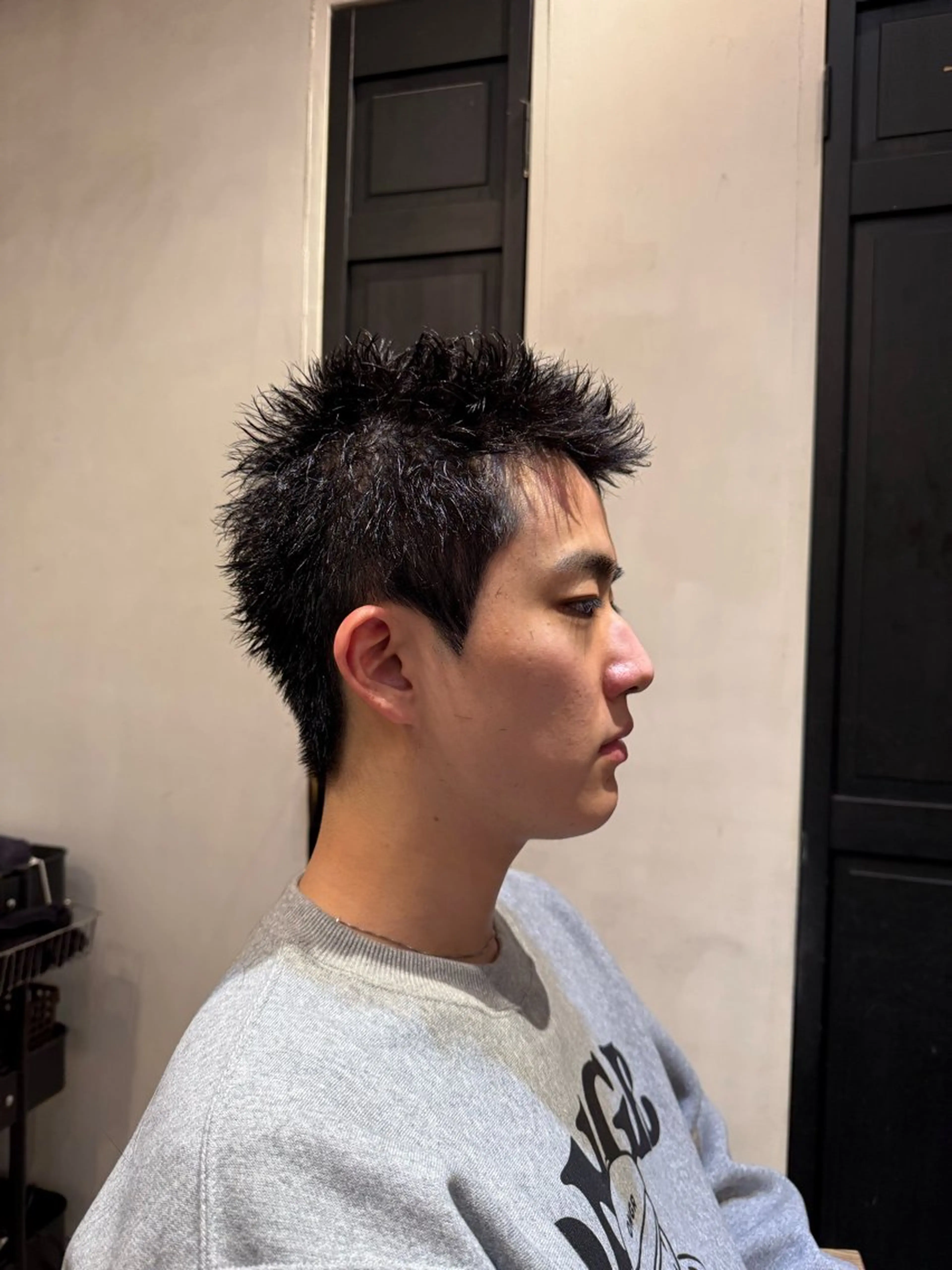 ショート パーマ メンズ メンズパーマ スパイキーショート ショートヘア カット パーマ メンズショート/ピン パーマ/新宿/フウガのヘアスタイル