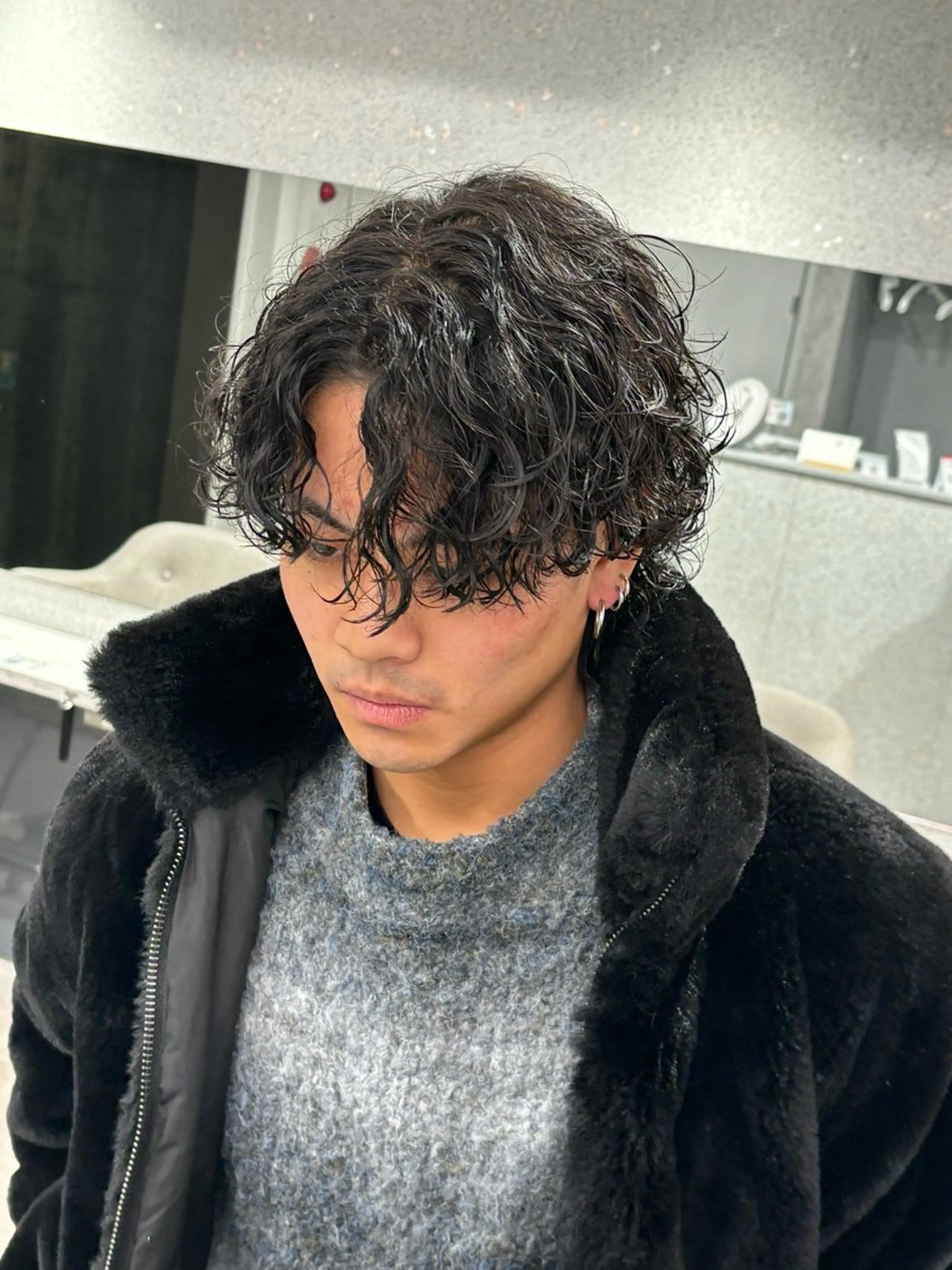 パーマ メンズ 波巻きパーマ メンズウルフカット ウルフカット カット パーマ 🍐シャドウパーマ メンズ特化/守岡🍐のヘアスタイル