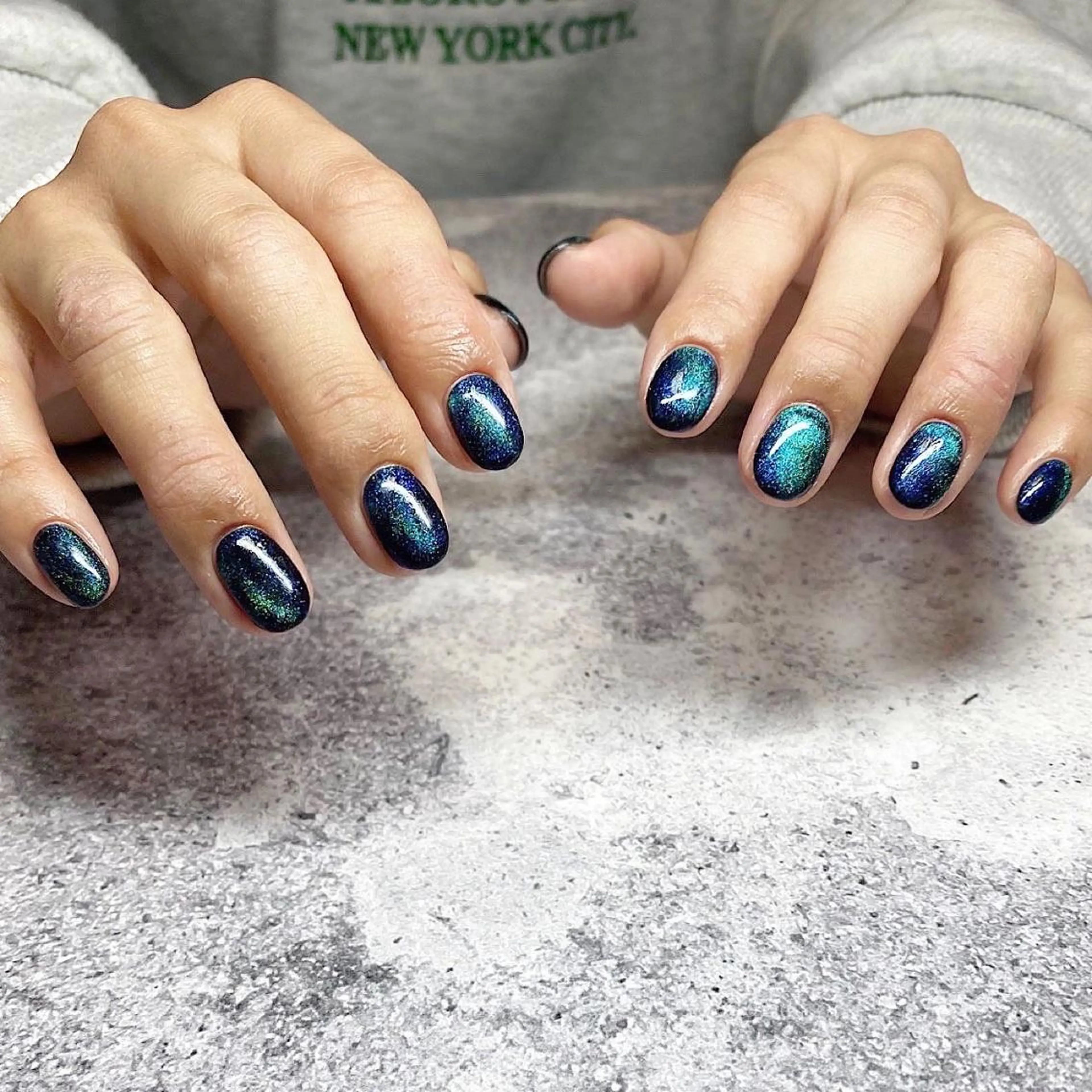 ネイル ブルー マグネットネイル Crystal Nailのネイルデザイン