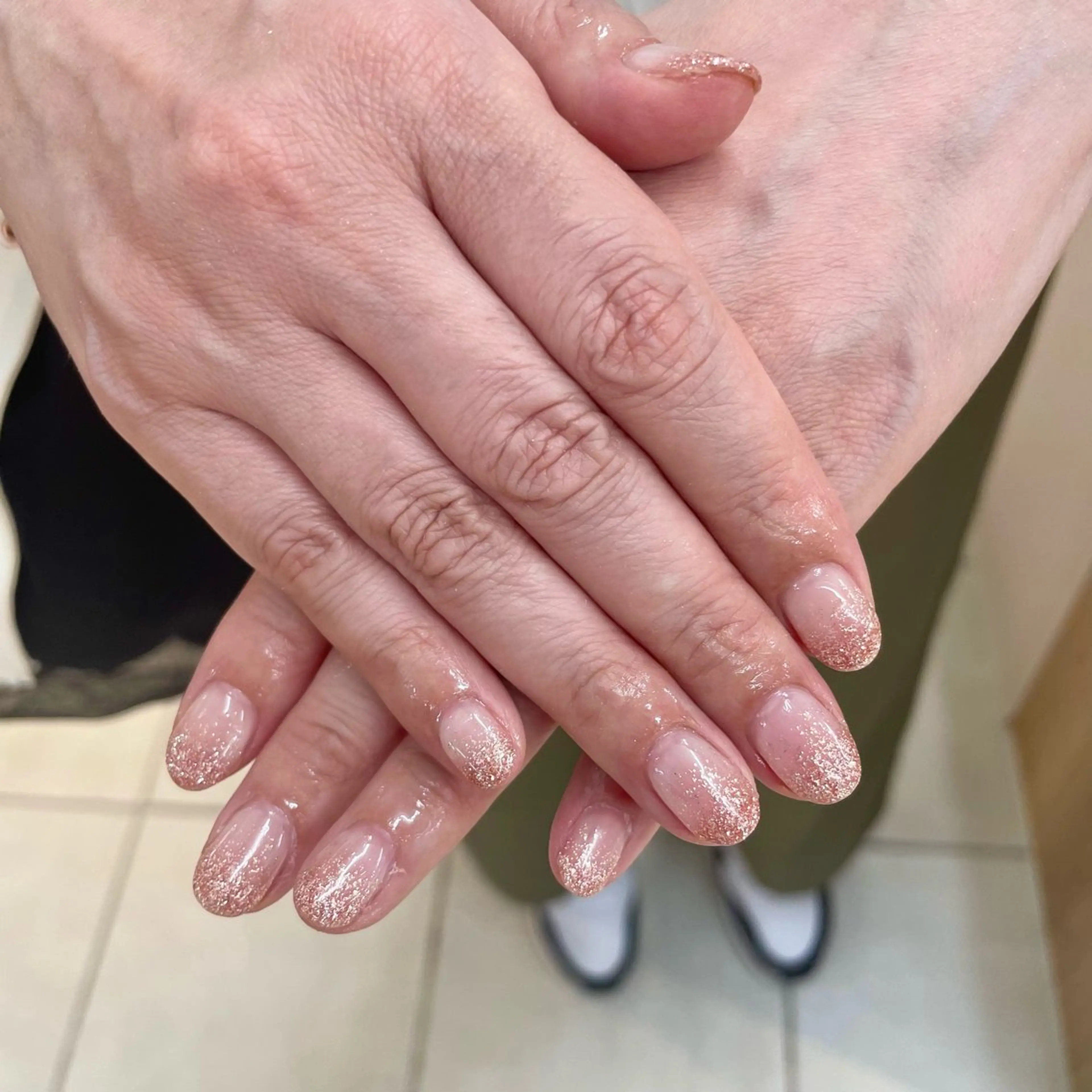 ネイル グラデーション キラキラネイル ラメ(グリッター) ラメグラデーション オレンジ hinano DEE nailのネイルデザイン