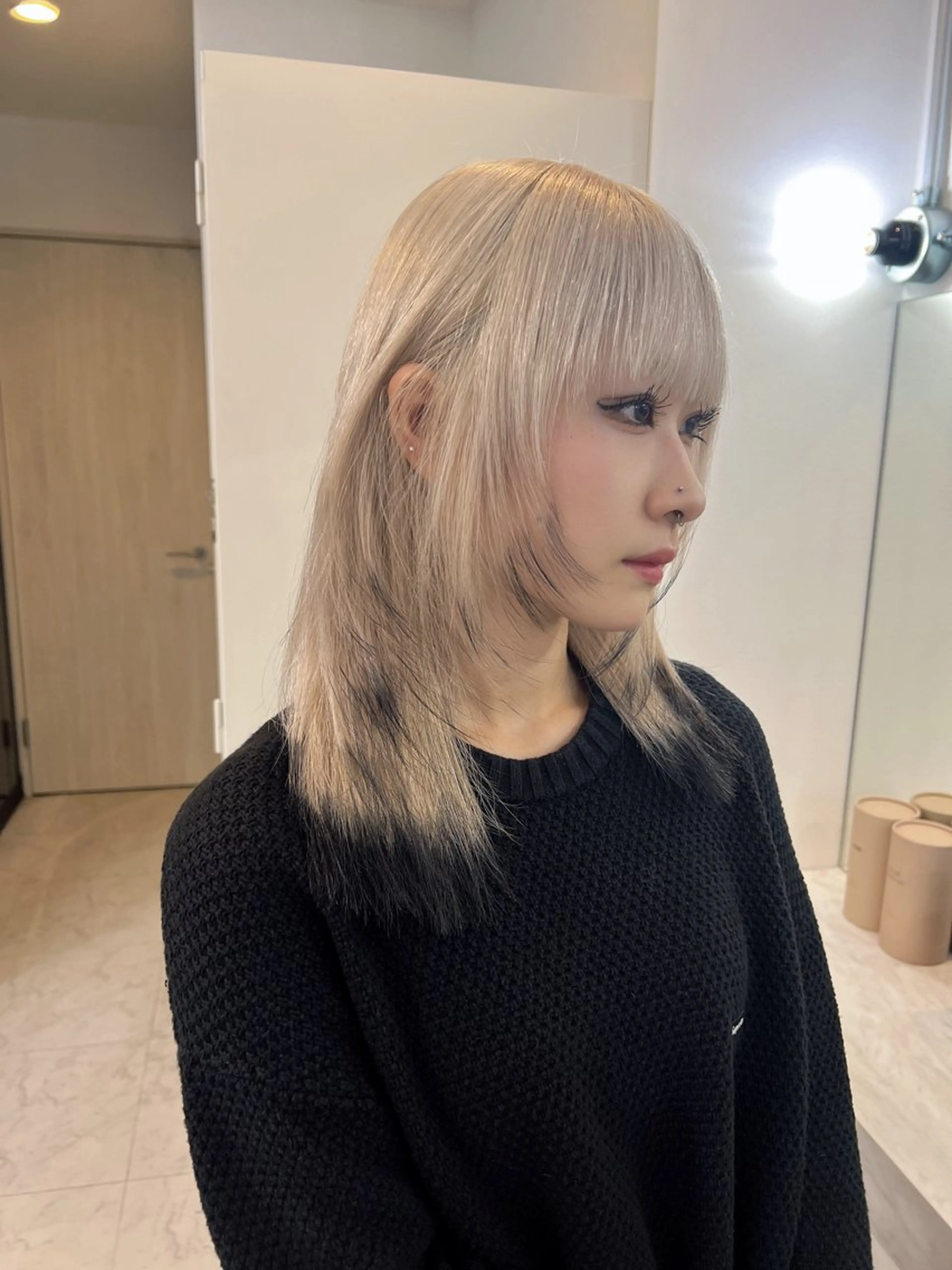 ミディアム カラー カット ヘアカラー トリートメント ✨髪質改善✖︎顔周り レイヤー✨ナカムラのヘアスタイル