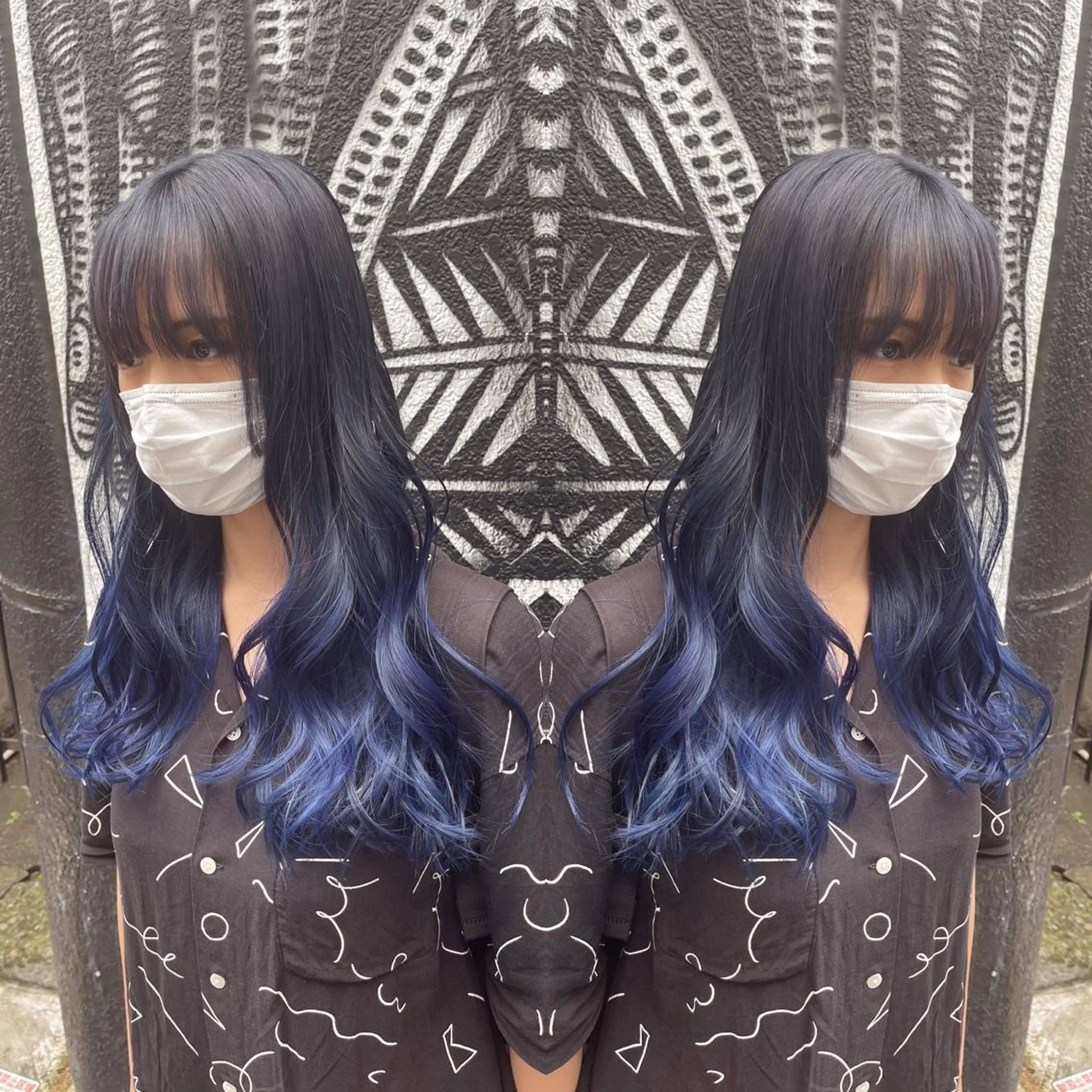 ロング カラー ヘアアレンジ アッシュ ブリーチ ブルーカラー ブルーアッシュ ケアブリーチ 🌈派手髪エクステ ブレイズ🌈ひろとのヘアスタイル