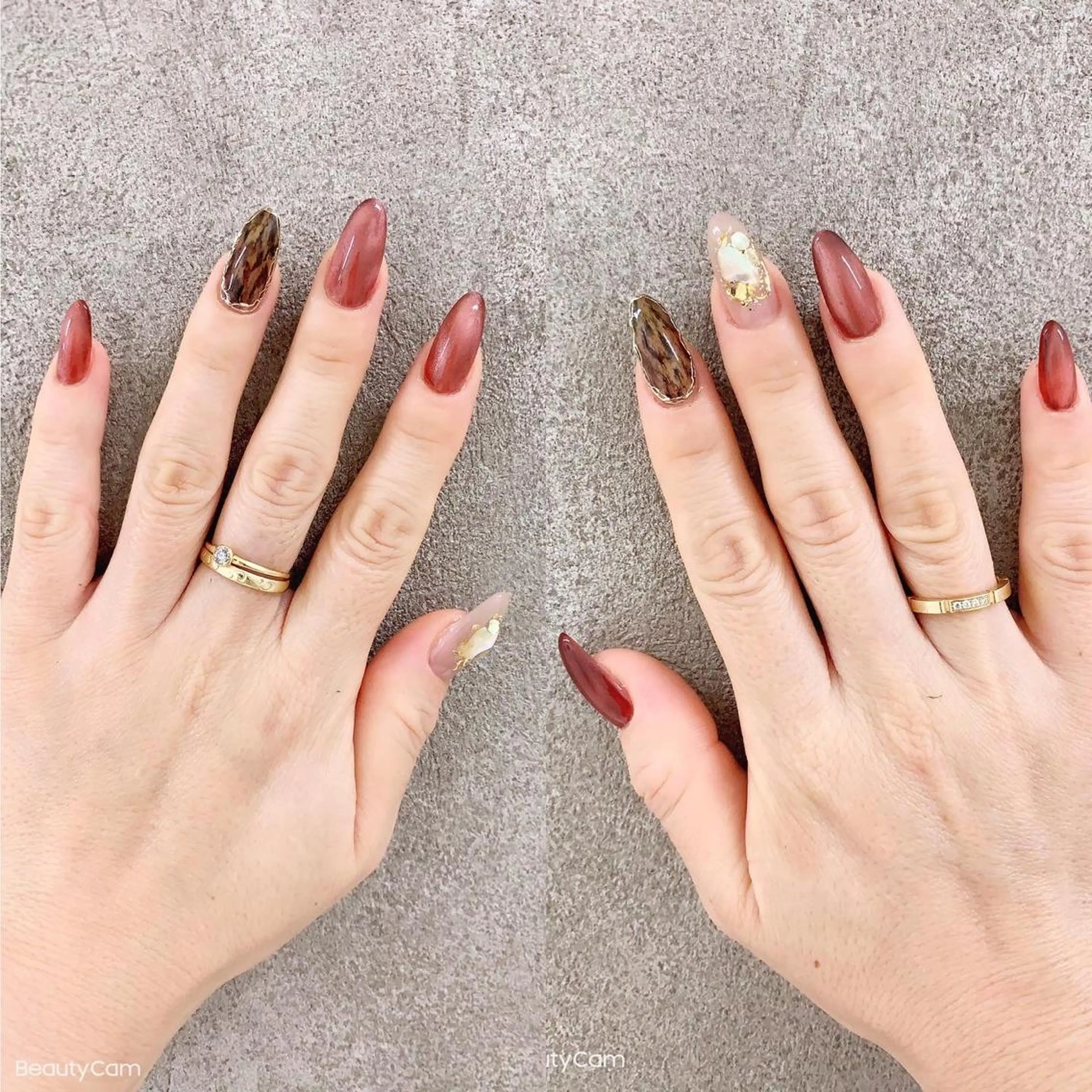 ネイル アニマル柄 ボルドー ジェルネイル ハードジェル ロングネイル Lilas Nailのネイルデザイン