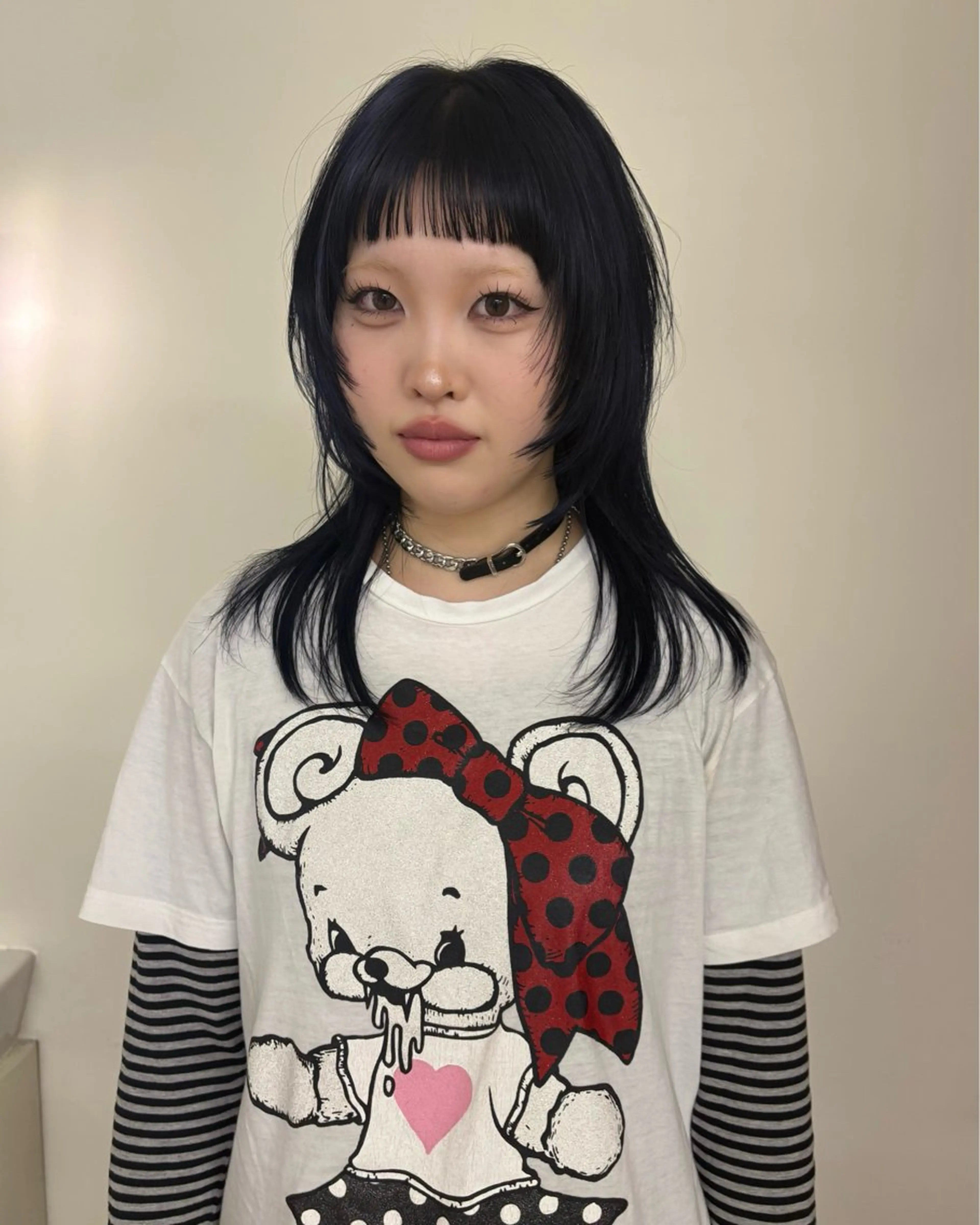 カラー 黒髪 ブリーチ ブルーカラー ブルーブラック nappe🐏 栄／矢場町のヘアスタイル