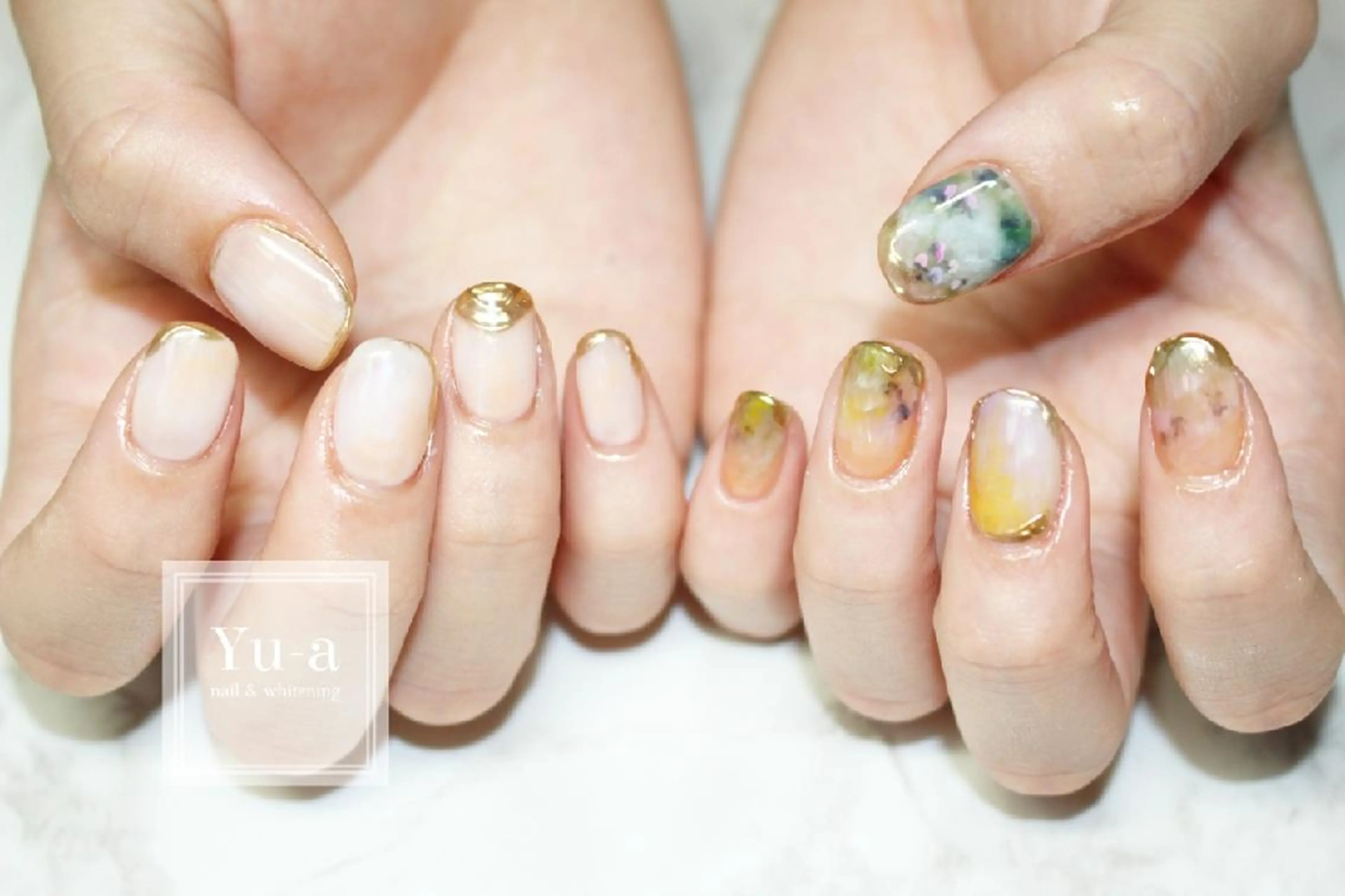 ネイル ミラーネイル ニュアンスネイル ホワイト yu-a☆   柏ネイルのネイルデザイン