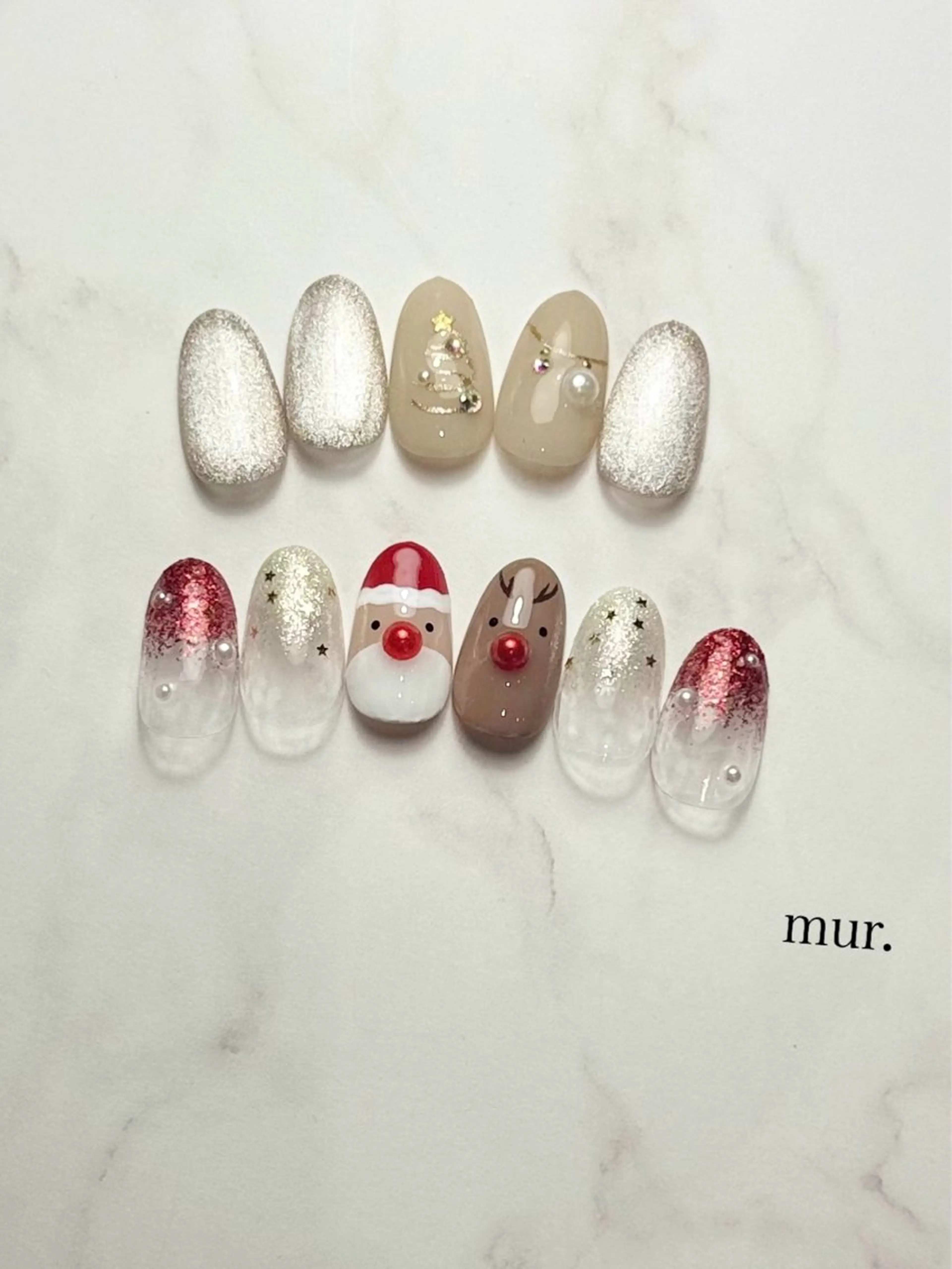 ネイル アートネイル 冬ネイル クリスマス ハンドネイル mur. harukaのネイルデザイン