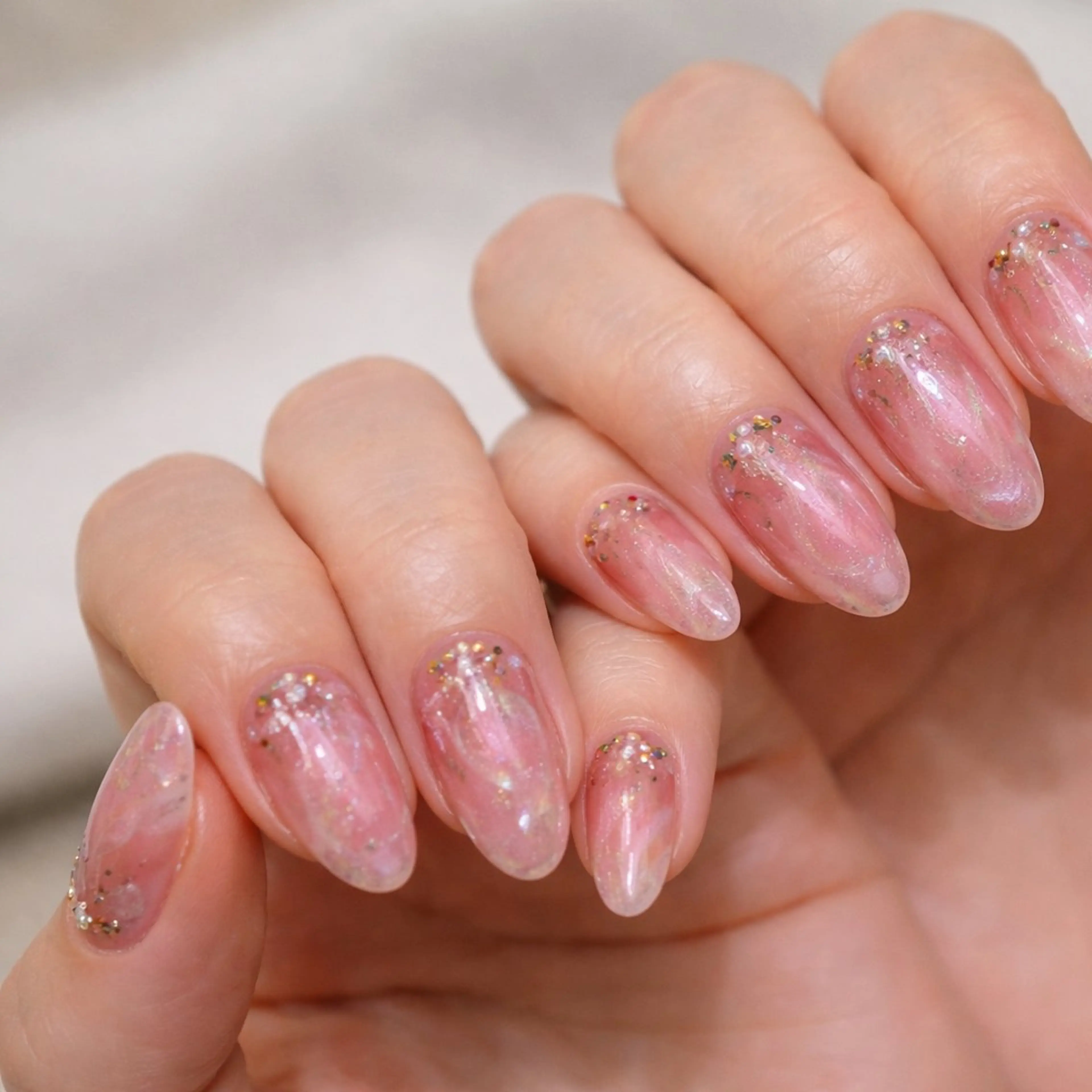 ネイル ラメ(グリッター) ピンク シンプルネイル ハンドネイル Kii nailのネイルデザイン