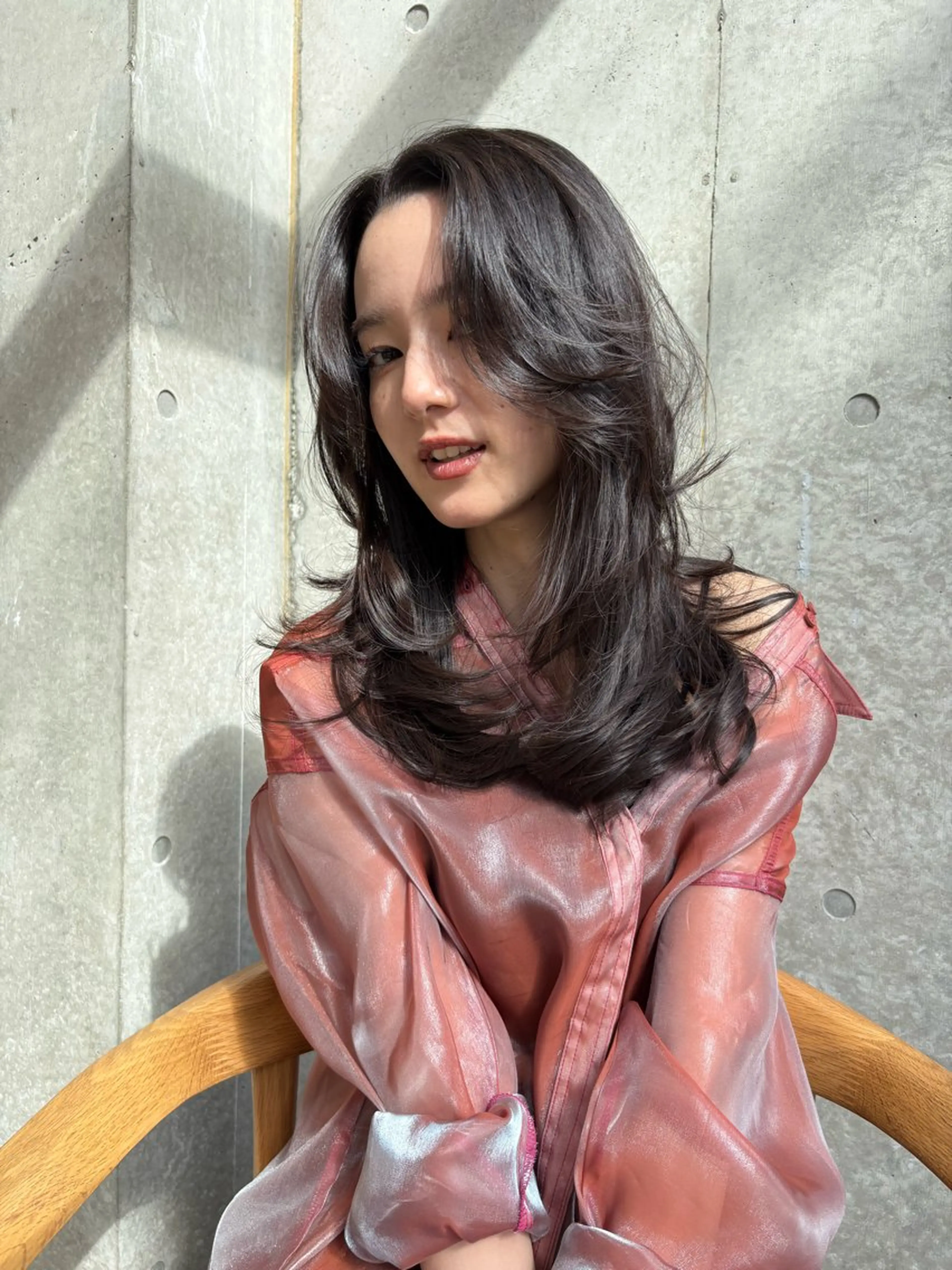 ミディアム カラー カット ヘアカラー トリートメント レイヤー/柔色 カラー/SAkiのヘアスタイル