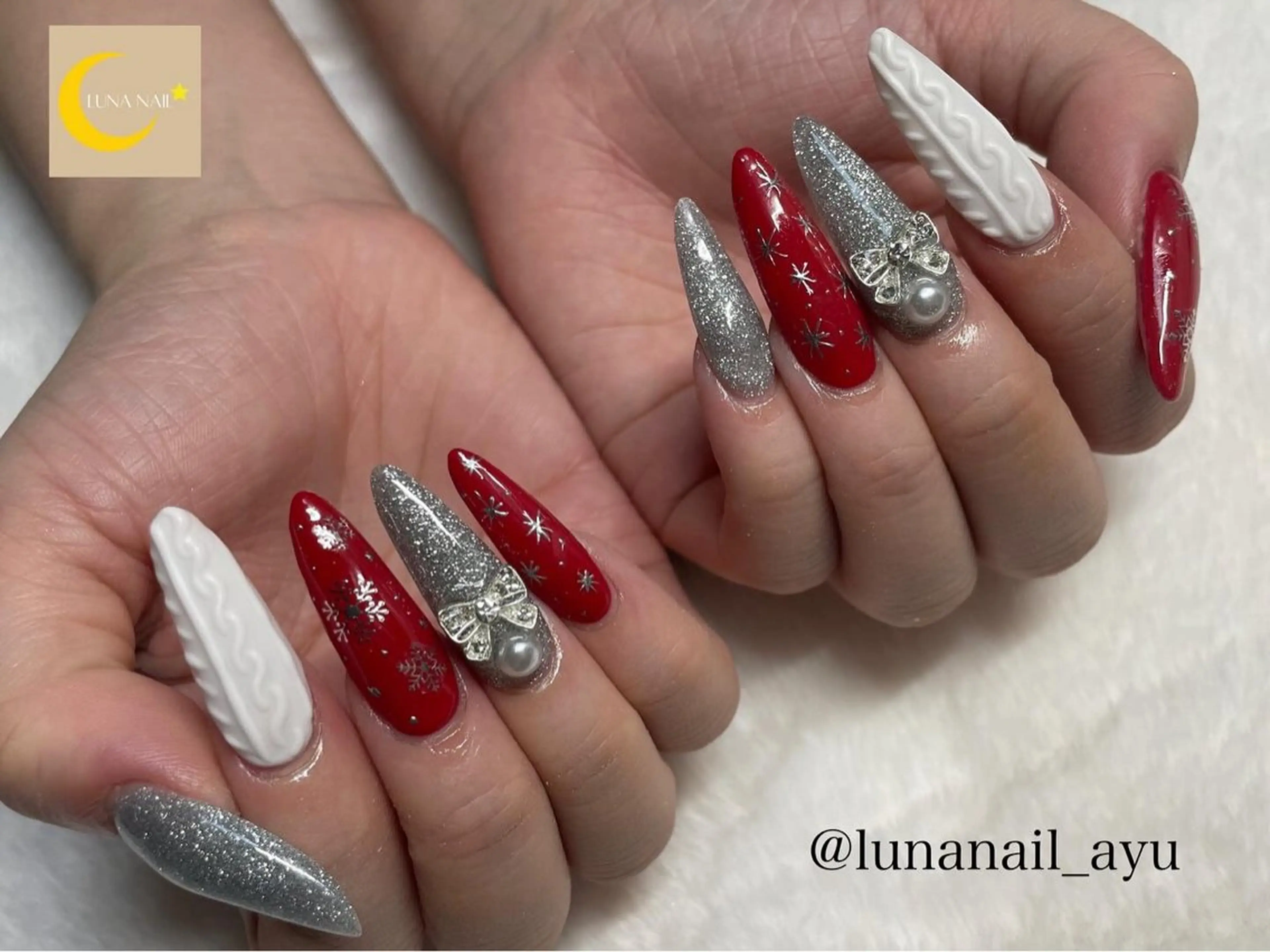 ネイル スカルプネイル 冬ネイル ハンドネイル LUNA NAIL ayuのネイルデザイン