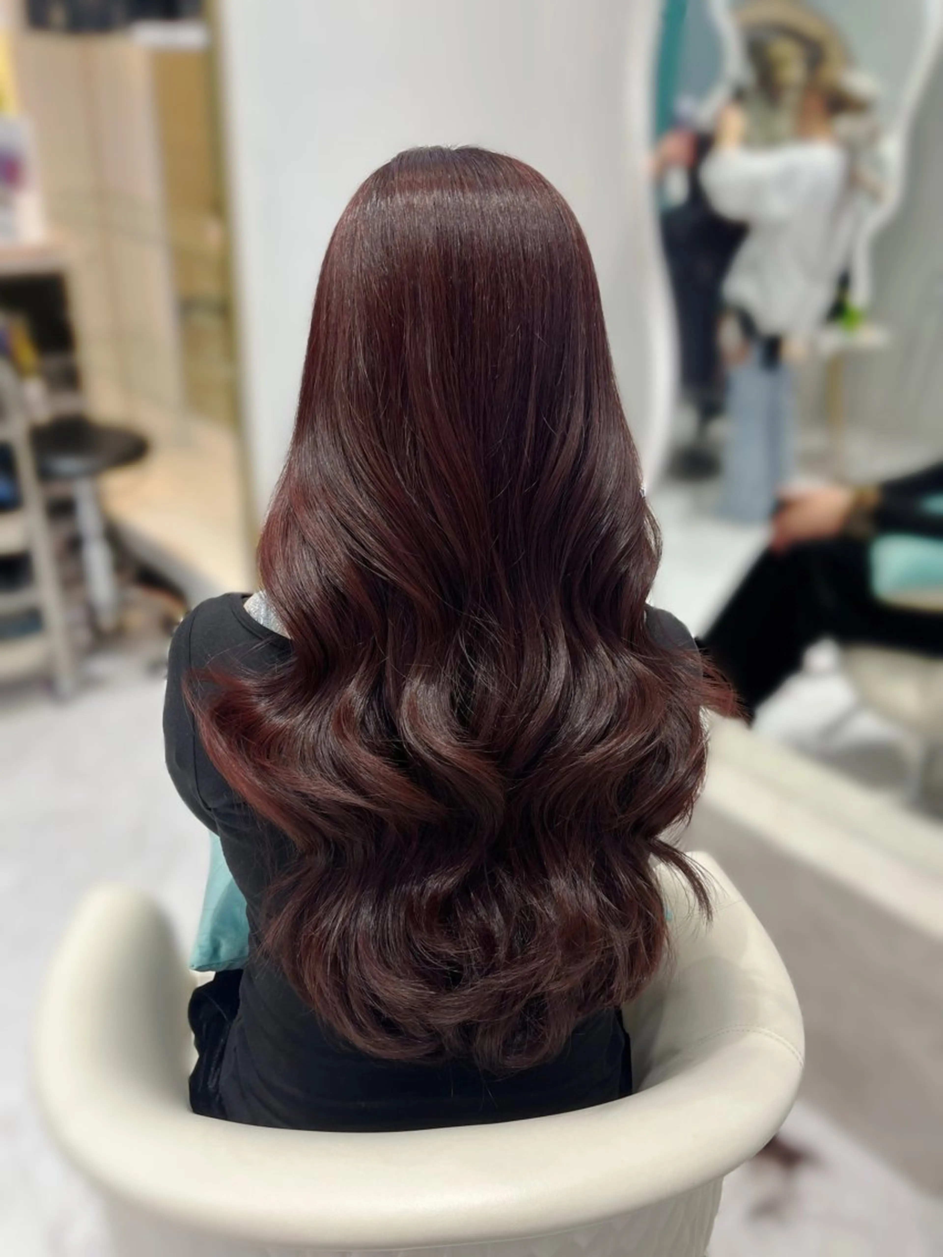 ロング カラー レッドカラー カット ヘアカラー トリートメント 名駅/大人韓国ヘア 艶カラー/Rihoのヘアスタイル