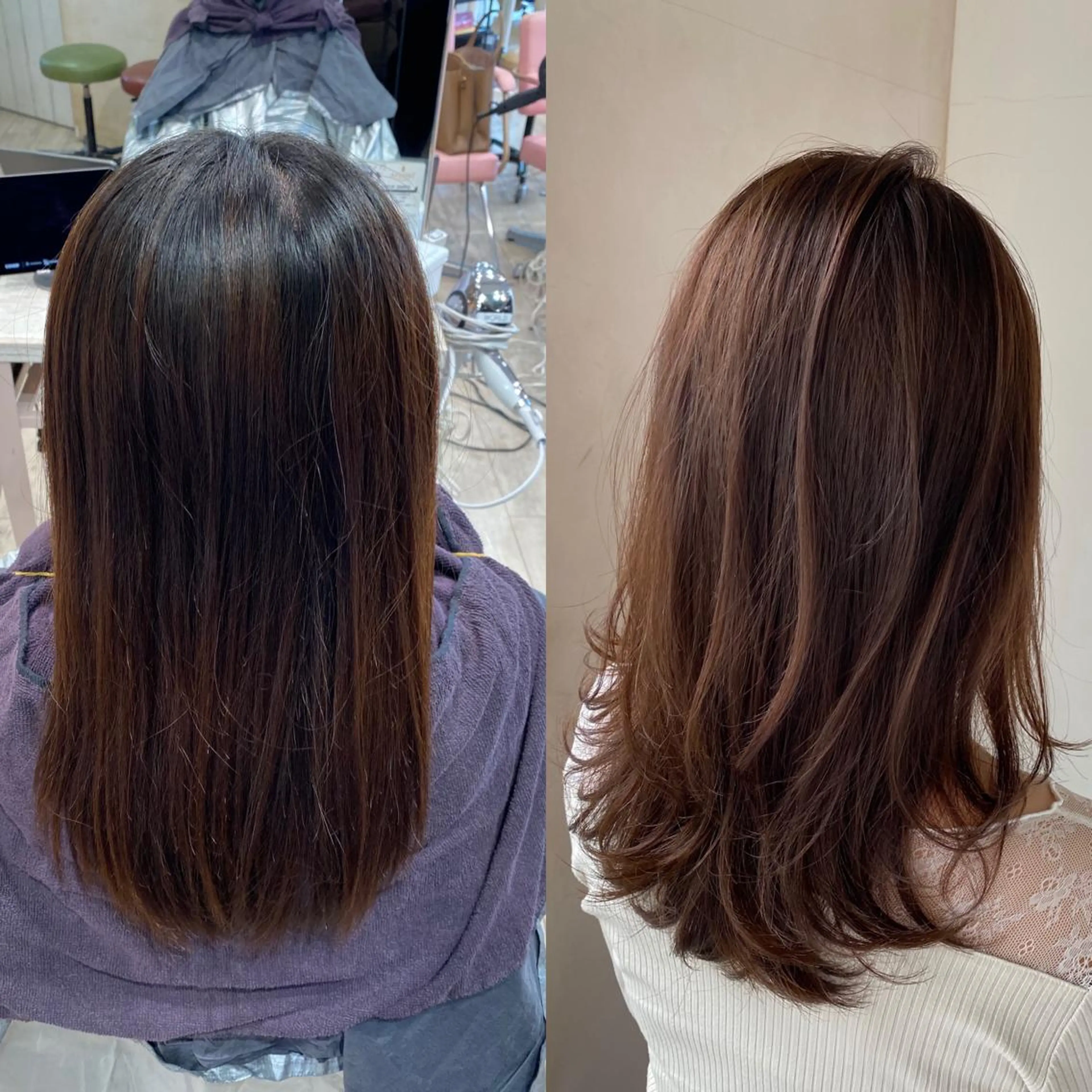 セミロング 顔まわりカット🌟 くびれヘア/寺門遥輝のヘアスタイル