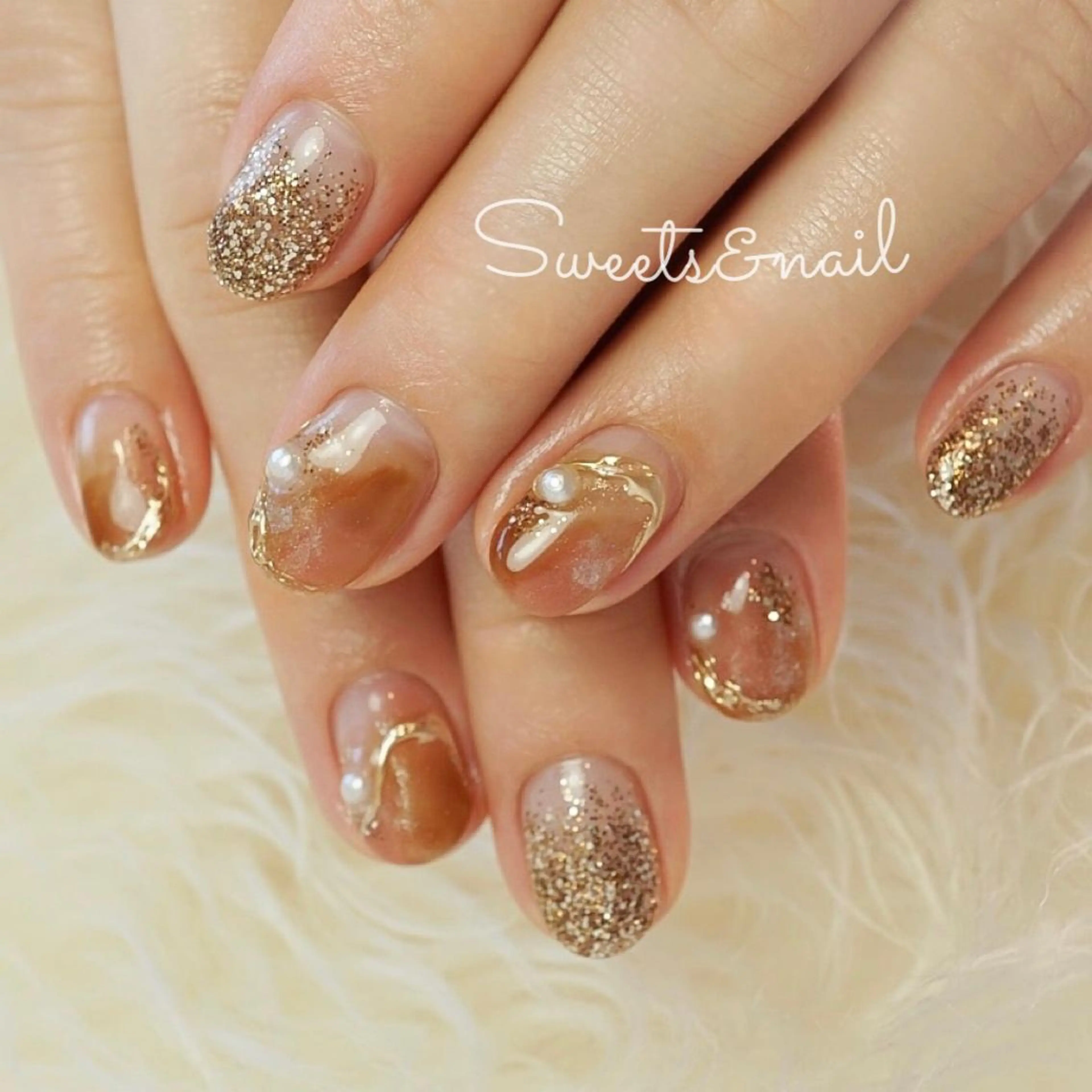 ネイル ブラウン Sweets& nail みなこのネイルデザイン