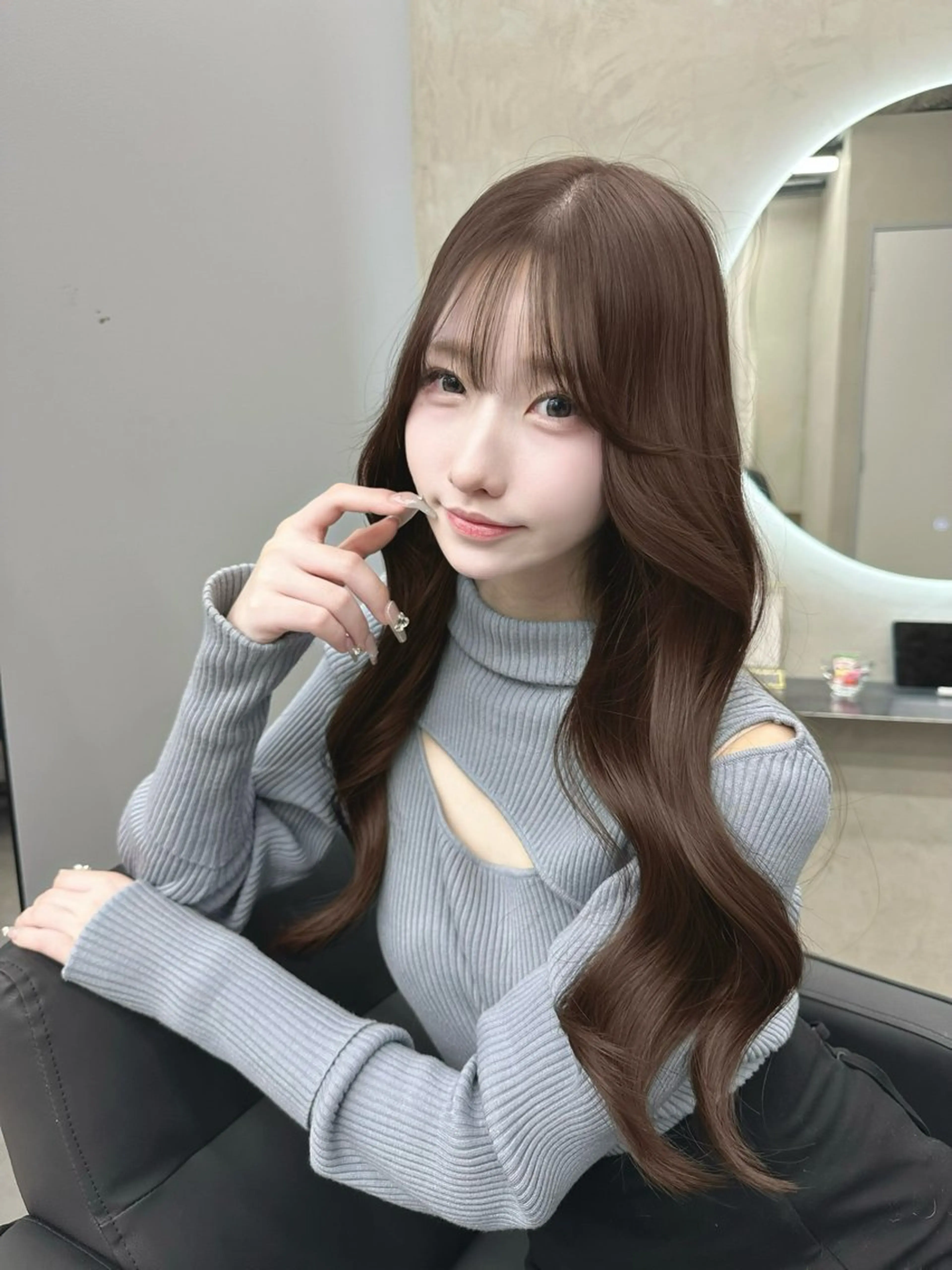 ミディアム カット ヘアカラー トリートメント 韓国/ワンホンヘア 髪質改善/MaCoのヘアスタイル