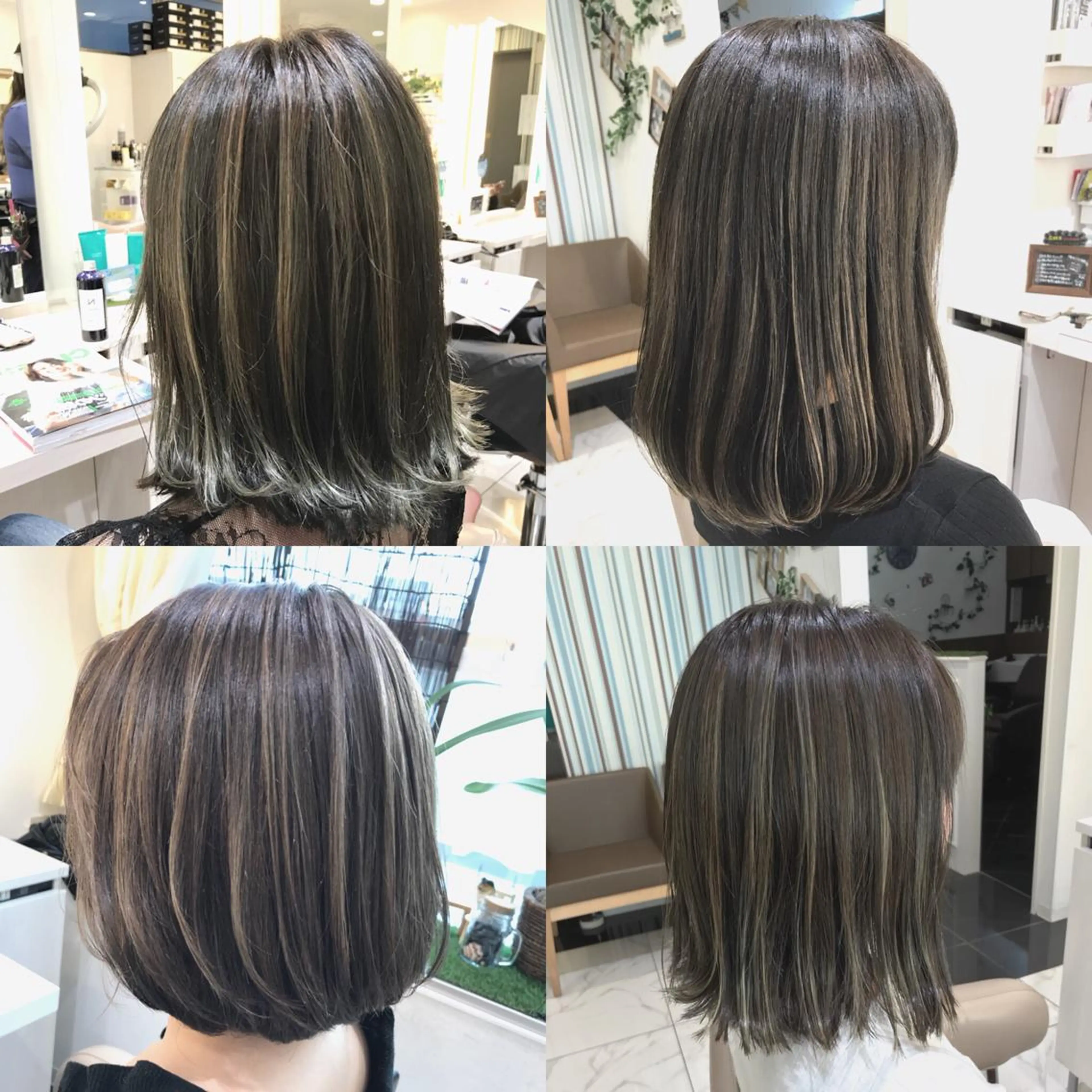 ミディアム カラー ハイライトカラー ボブ ハイライト カット ヘアカラー 山崎俊輔/髪質改善 /バレイヤージュのヘアスタイル