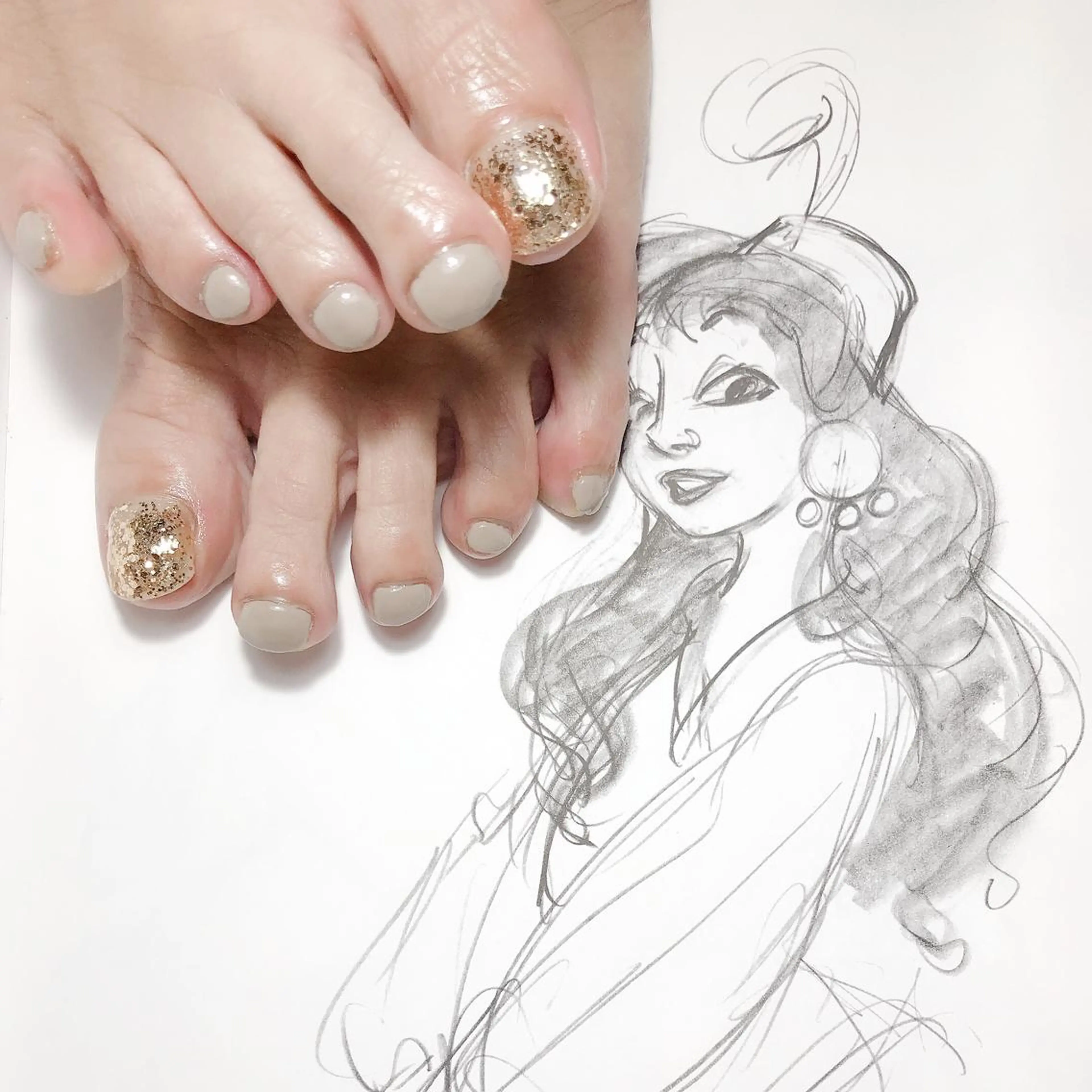 ネイル フットネイル ラメ(グリッター) owlnail /持込みデザイン専門のネイルデザイン