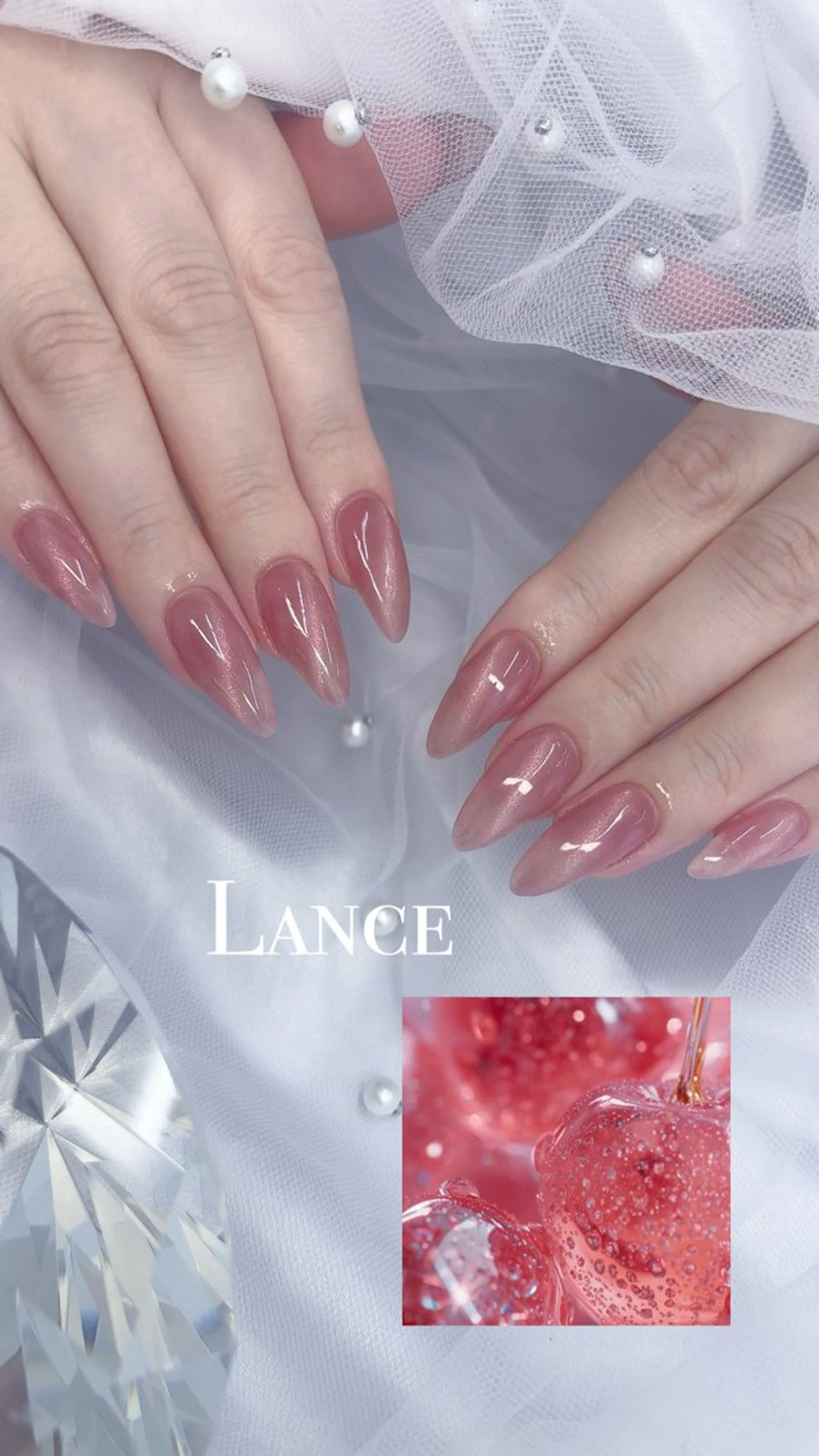 ネイル オーロラネイル ドット フットネイル 氷ネイル・うるうるネイル キラキラネイル ハンドネイル Lance nailのネイルデザイン