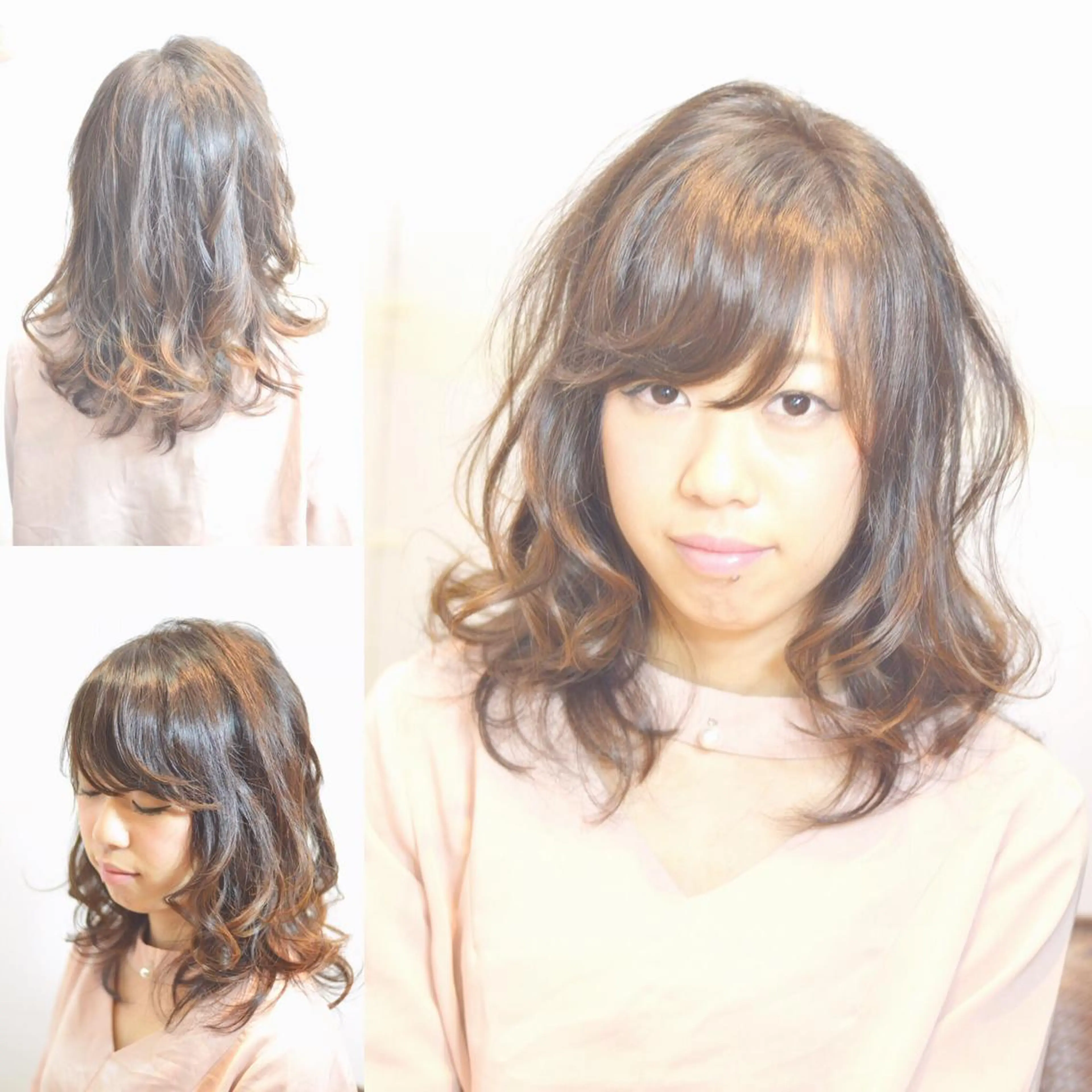 ミディアム カラー パーマ 大木 拓瑞のヘアスタイル