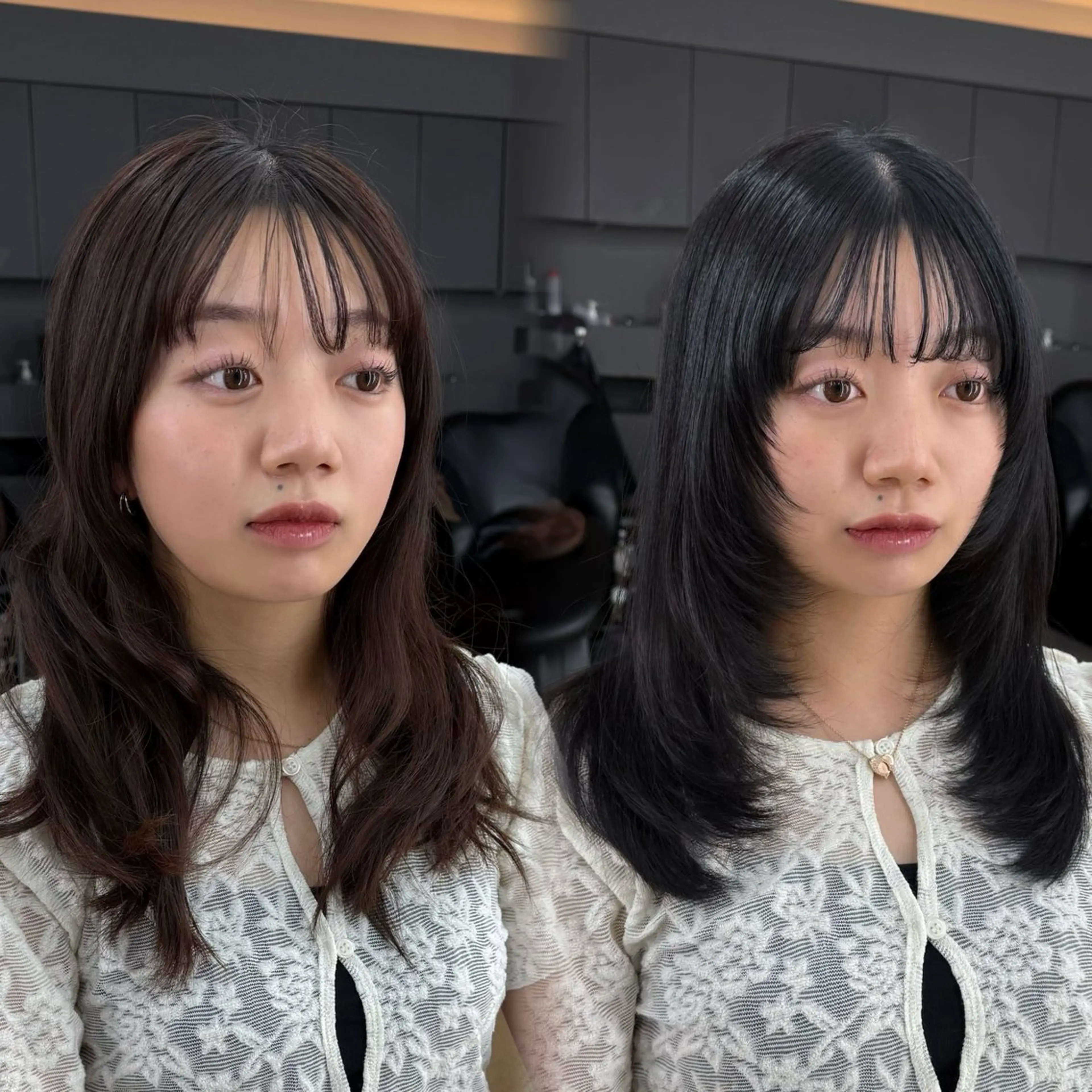 セミロング カラー カット ヘアカラー トリートメント 髪質改善|透明 感カラー🩵レイヤーのヘアスタイル