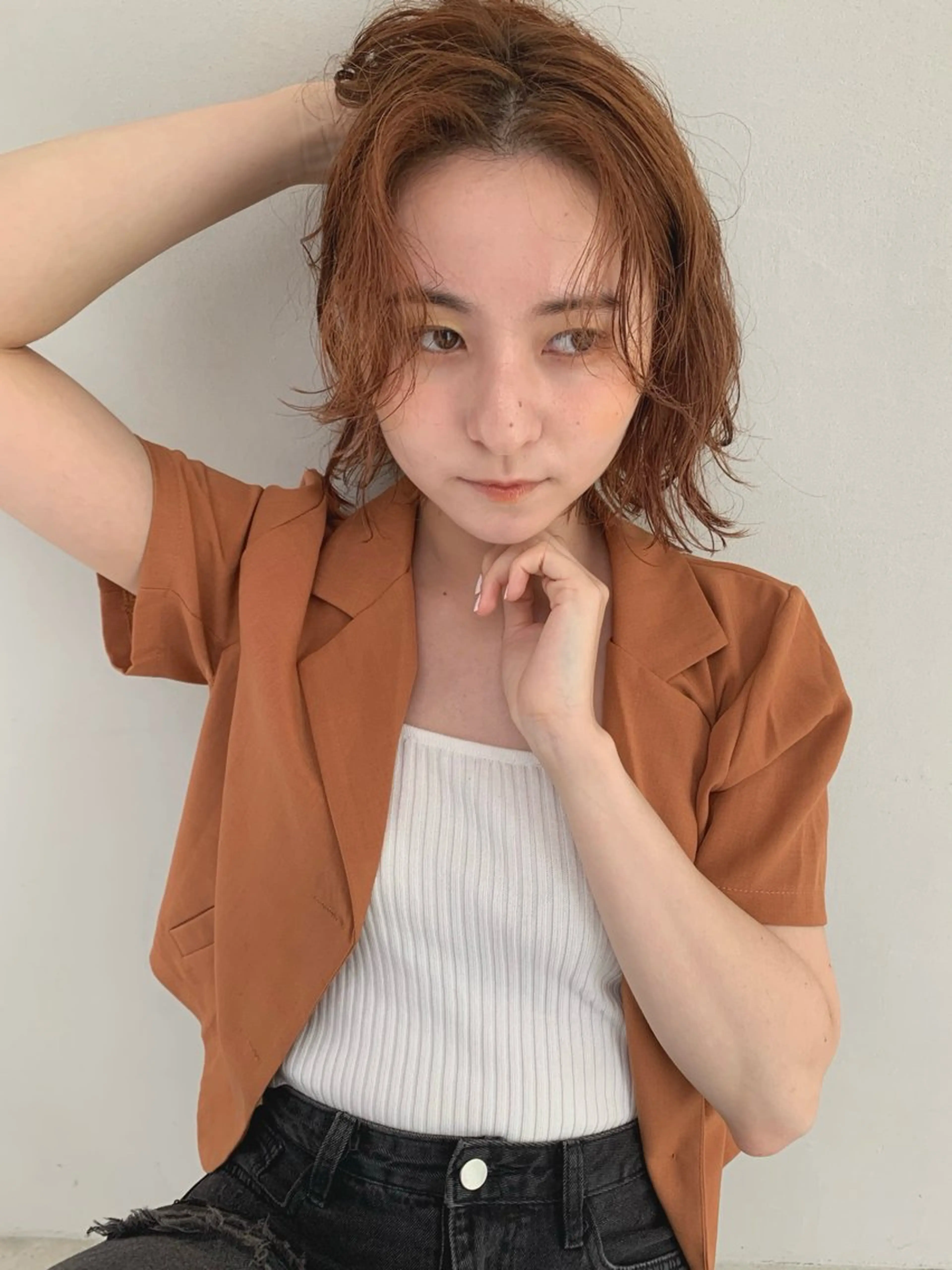 ミディアム カラー ミディアムパーマ ハイライトカラー インナーカラー ハイライト 髪質改善 カット ヘアカラー トリートメント 透明感カラー/ボブ /佐藤伶のヘアスタイル