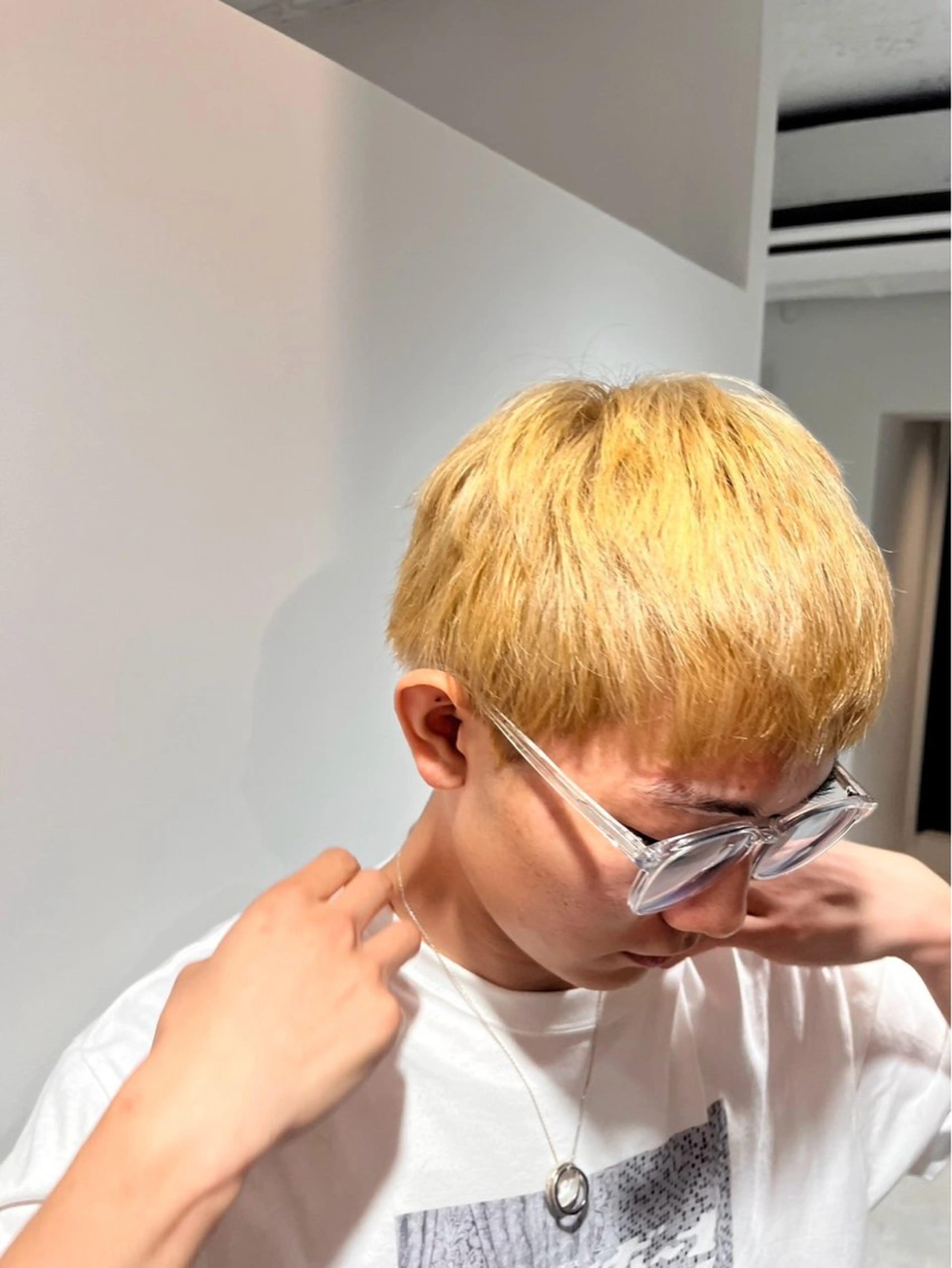 ショート カラー メンズ メンズブリーチ ブリーチ 抜きっぱなしブロンド ブロンド ヘアカラー トリートメント 愛知のオレンジくん /Harumiのヘアスタイル