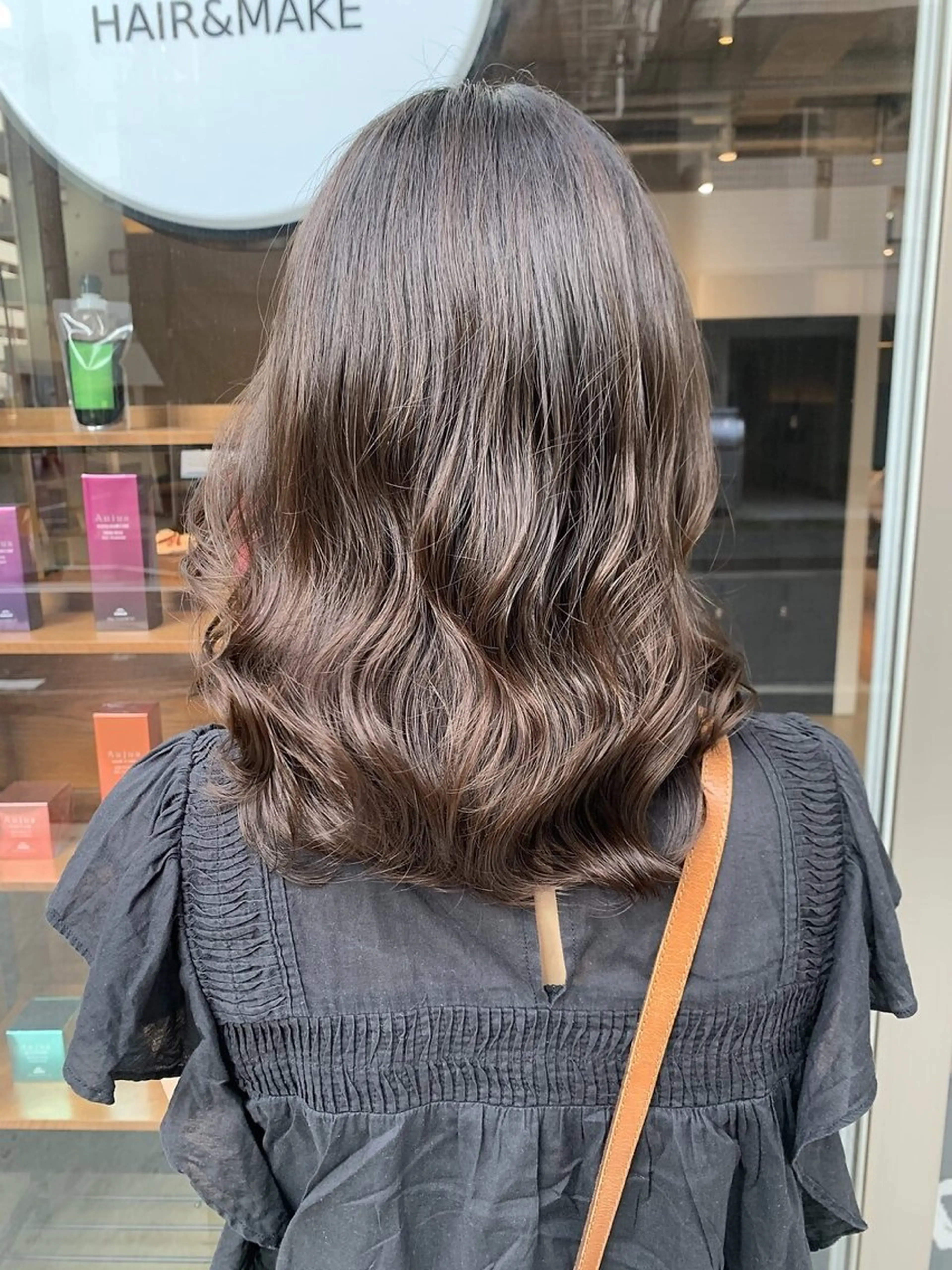 セミロング カラー パーマ 朝ラクパーマ 透明感カラー横山大樹のヘアスタイル