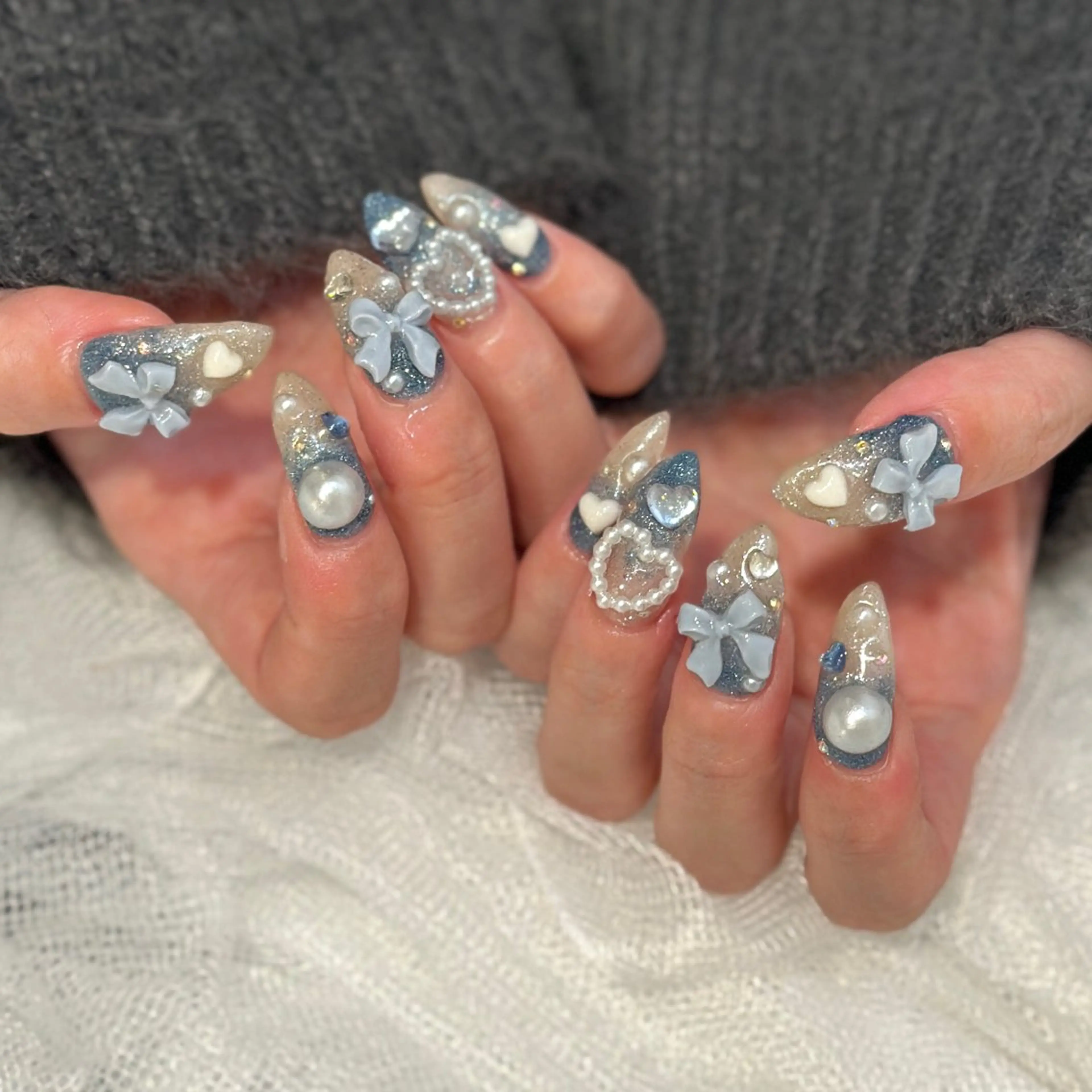 ネイル キラキラネイル リボン private. nailsalonのネイルデザイン