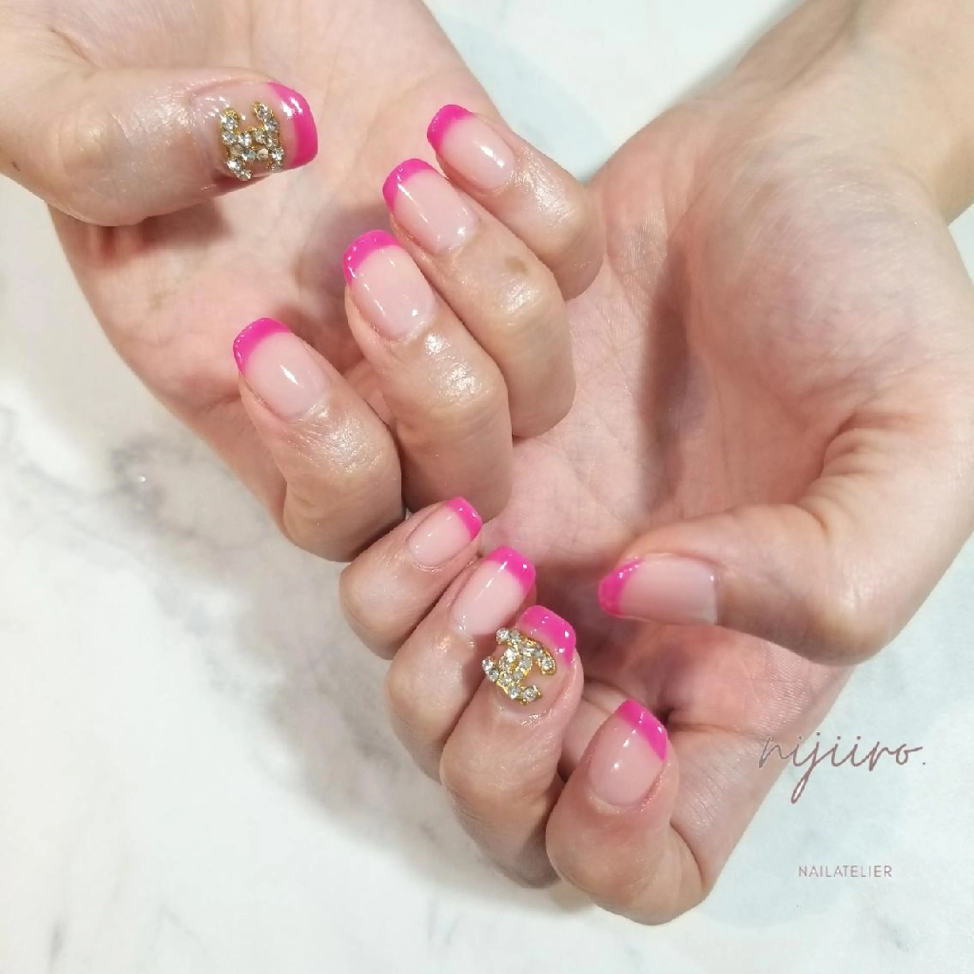 ネイル フレンチネイル ピンク ハンドネイル nijiiro🌈 サトウのネイルデザイン