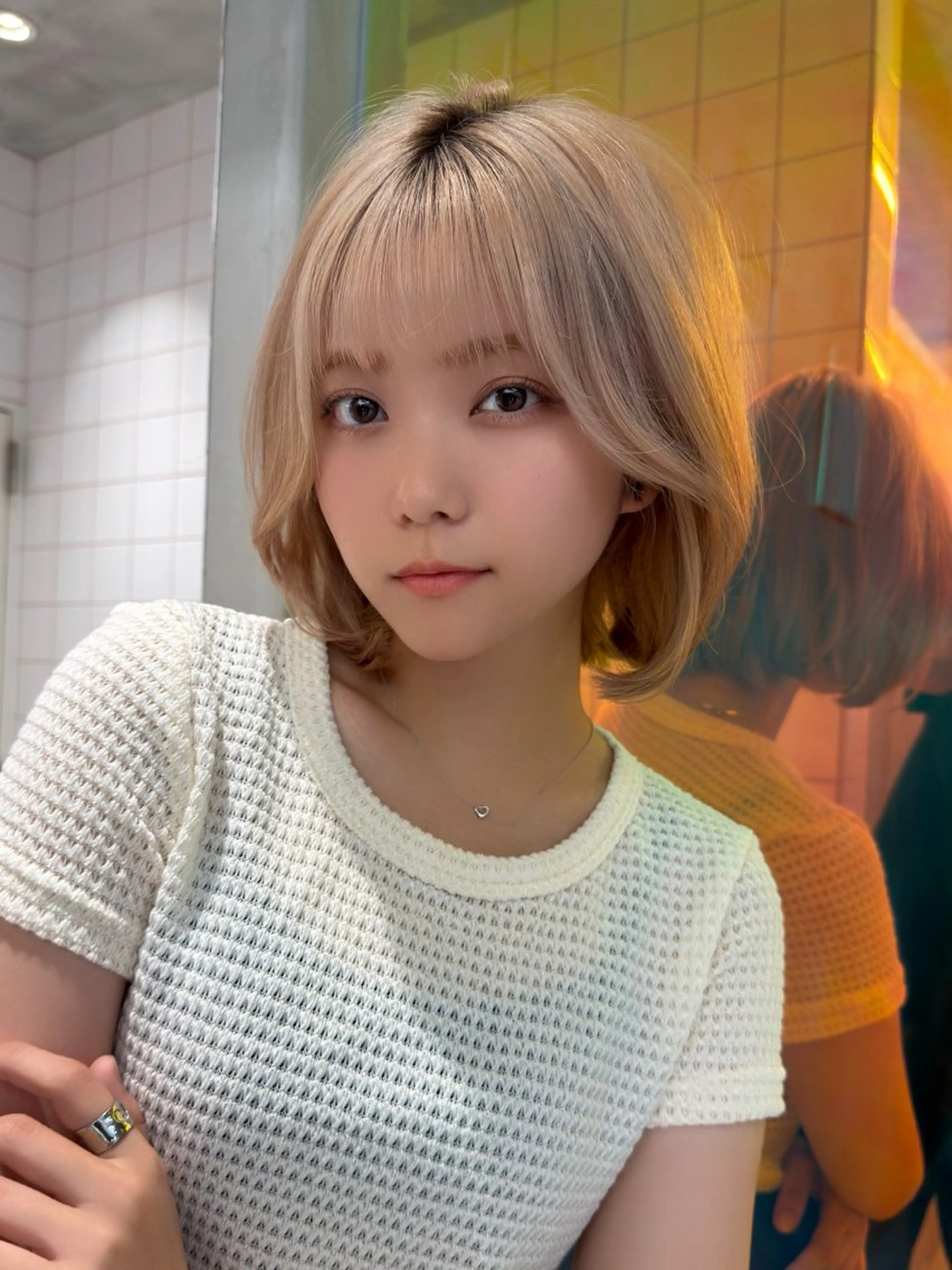 ミディアム カラー 透明感カラー ハイトーンカラー ボブ 小顔カット カット ヘアカラー トリートメント Lond luce心斎橋所属・🍀小川大輔🍀 ボブ/ブリーチ🥇のヘアスタイル