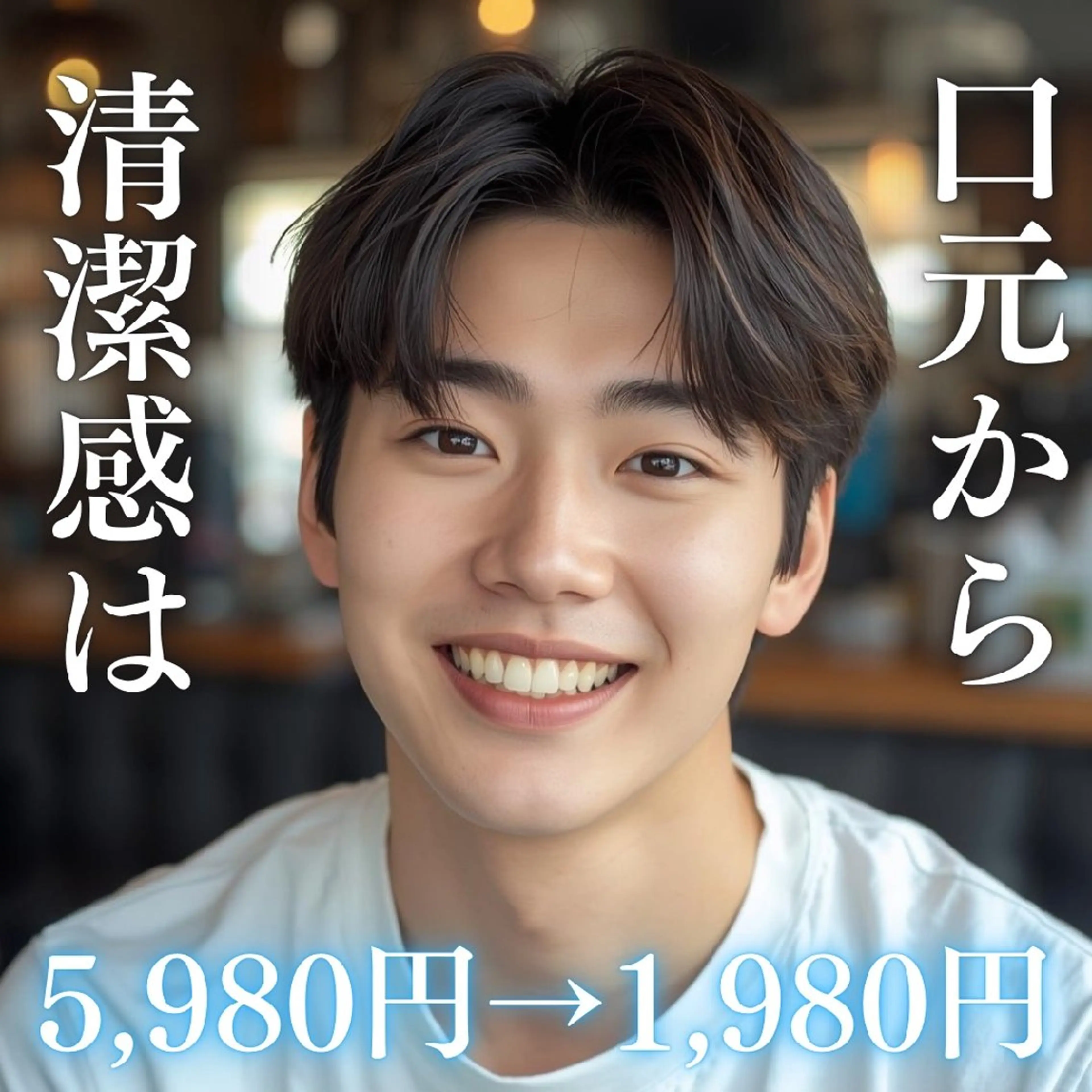 【メンズセルフホワイトニング】5980円→1980円/天神エリア最長30分照射💡コーヒーやタバコの頑固黄ばみに☆の写真