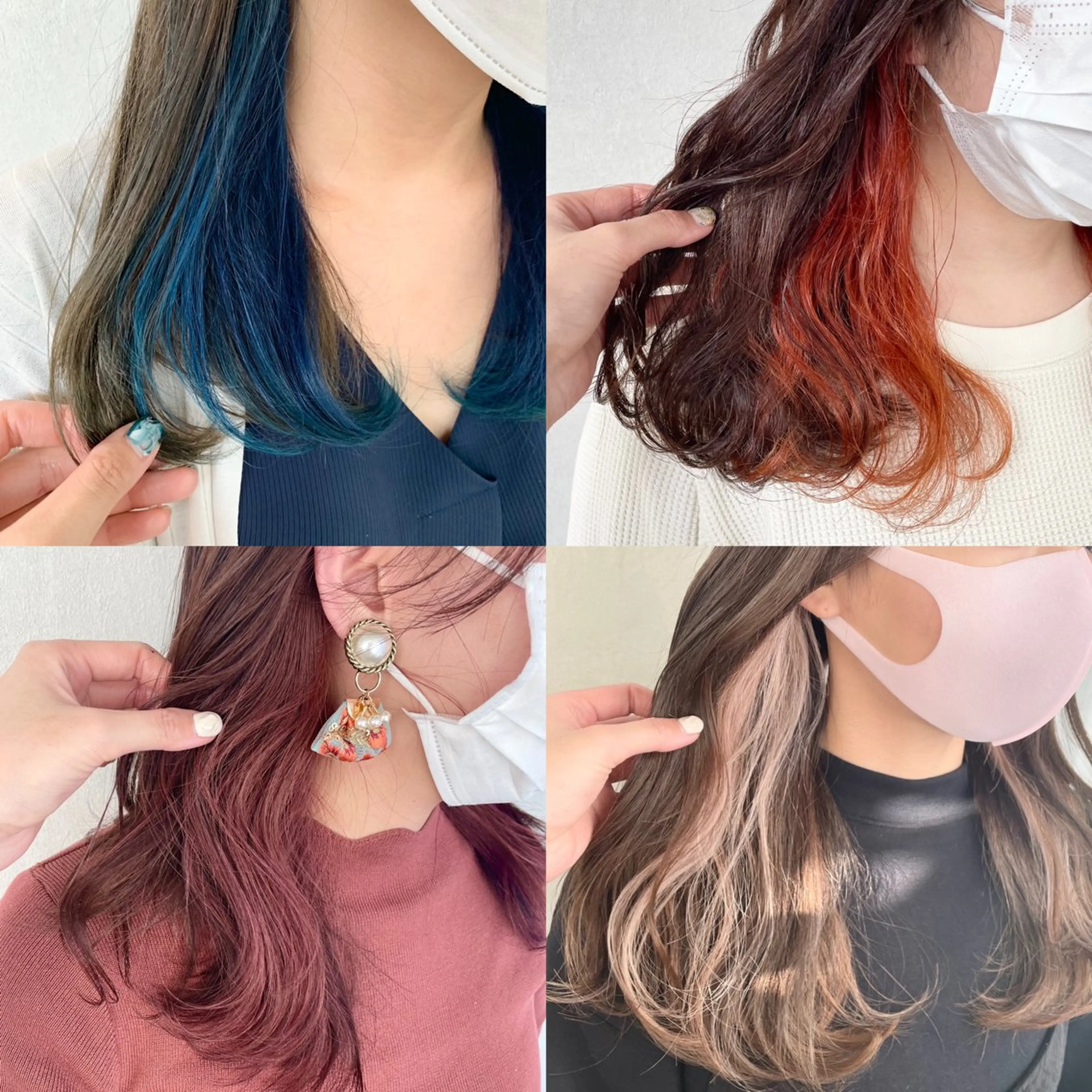 セミロング カラー インナーカラー 🪐脱白髪染め 🪐松尾菜々美のヘアスタイル