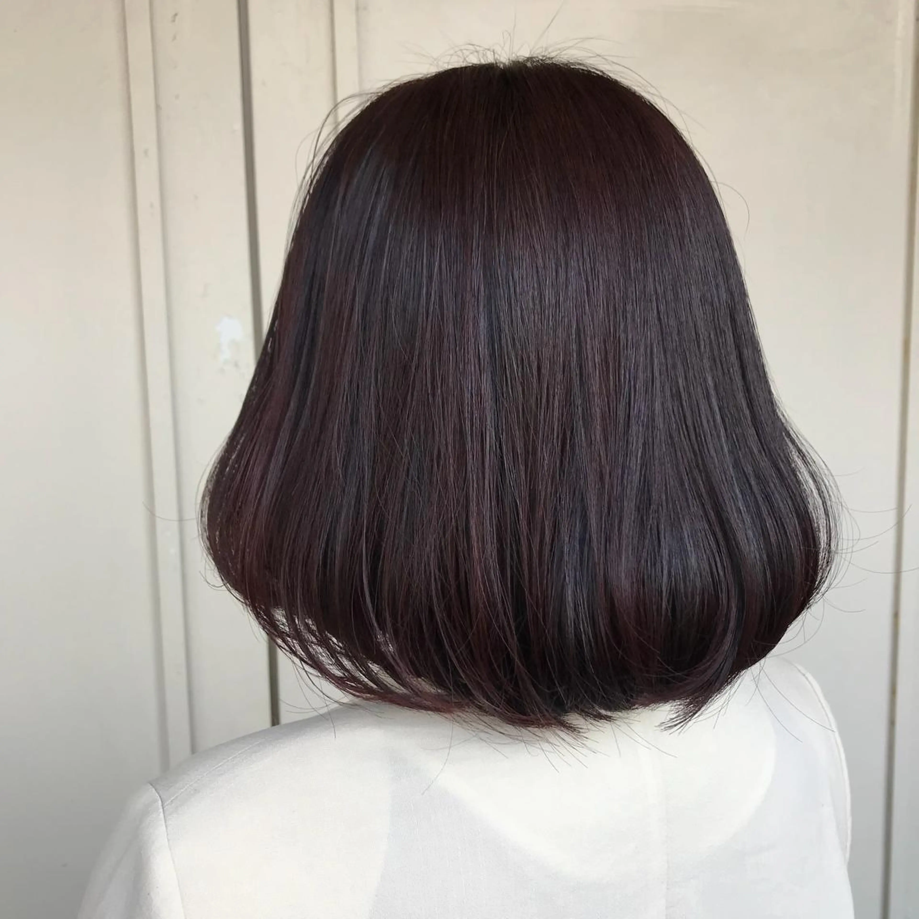 ミディアム カラー 切りっぱなしボブ ボブ 【体験】韓国 メイク&ヘア天神のヘアスタイル