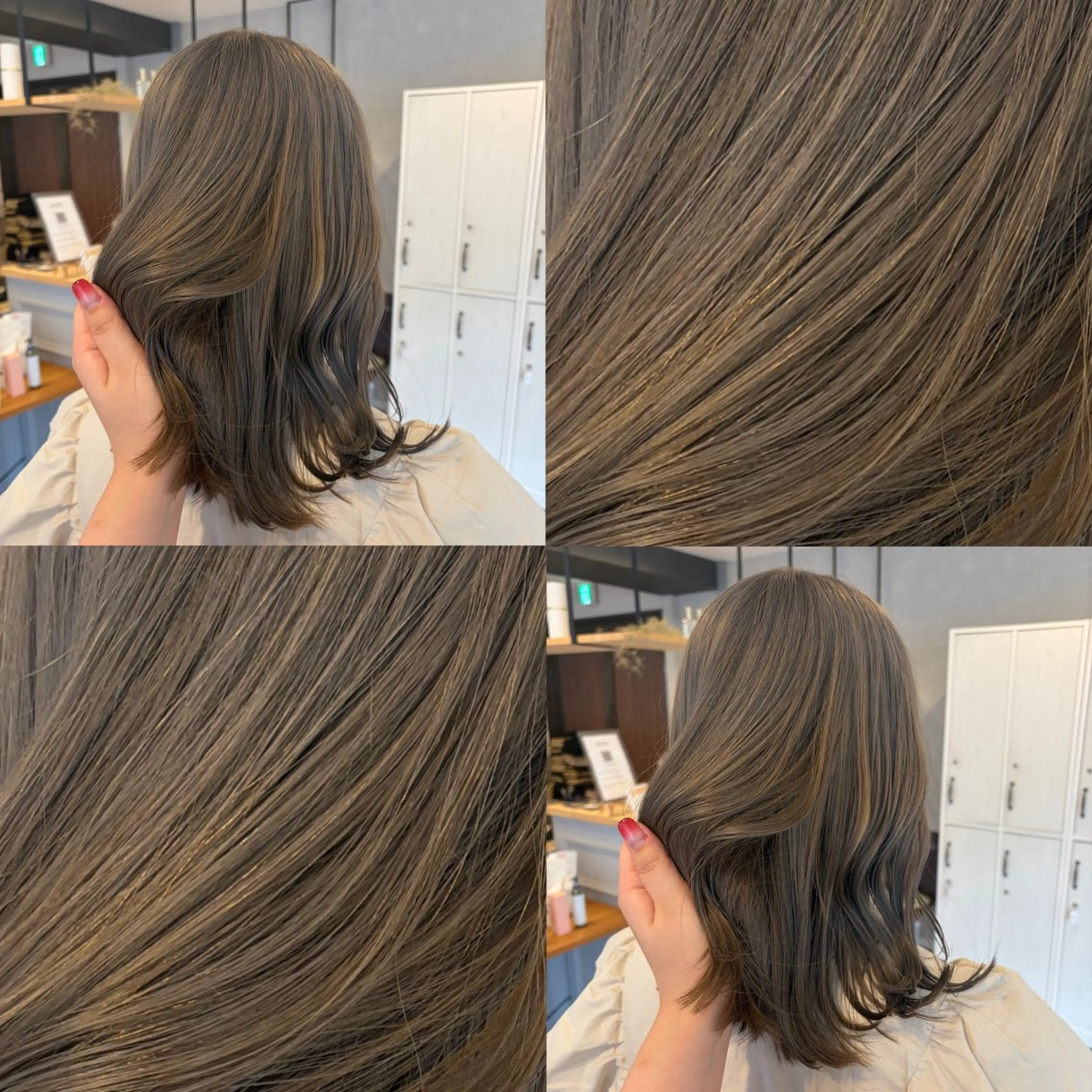 ミディアム カラー ブリーチ ダブルカラー グレージュ ブリーチなしカラー カット ヘアカラー ELLE&SALLY 石野のヘアスタイル