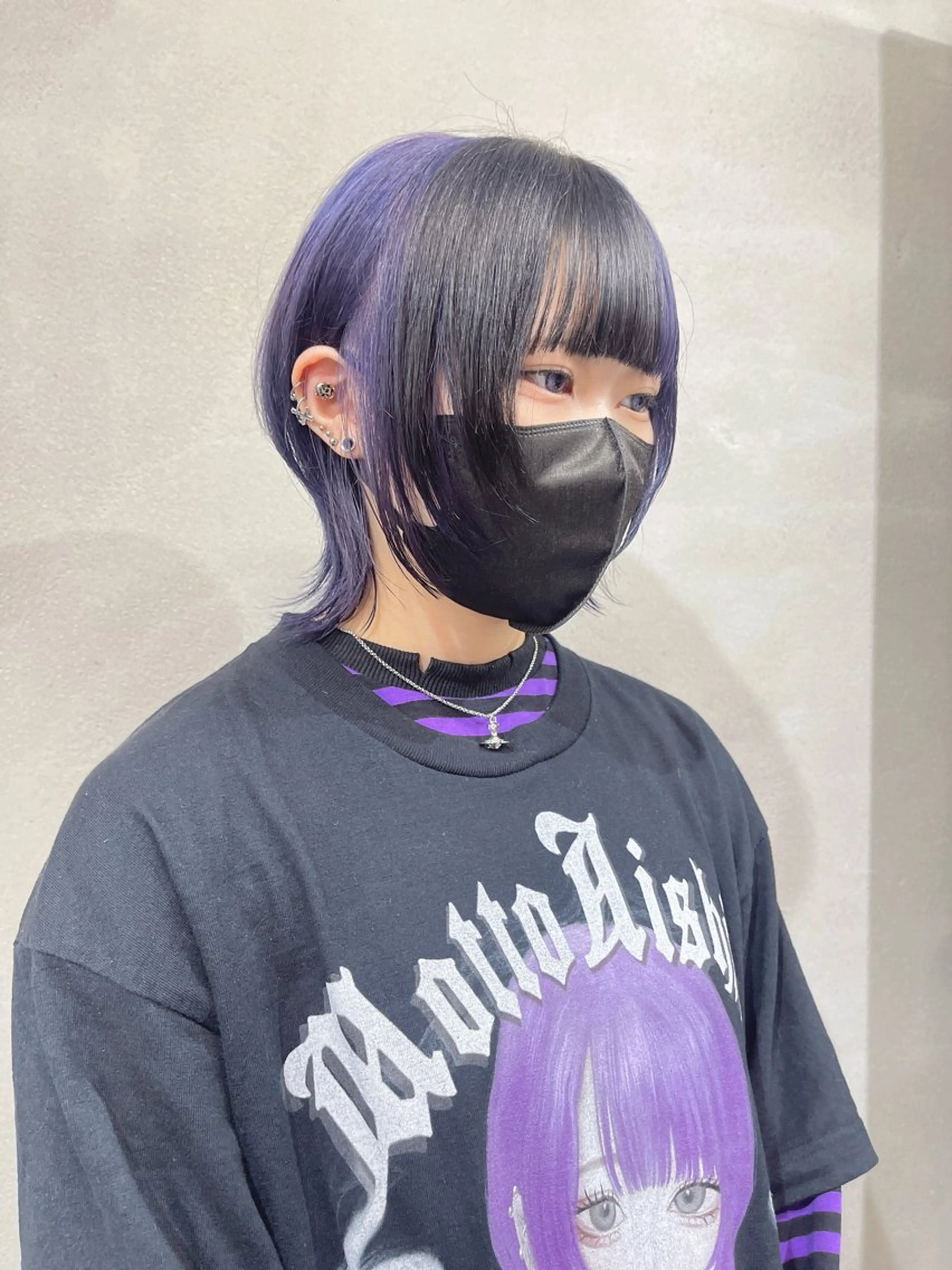 ショート パープルカラー ショートヘア ウルフカット カット ヘアカラー 柏 ウルフ/レイヤー 田中佐和🐺のヘアスタイル