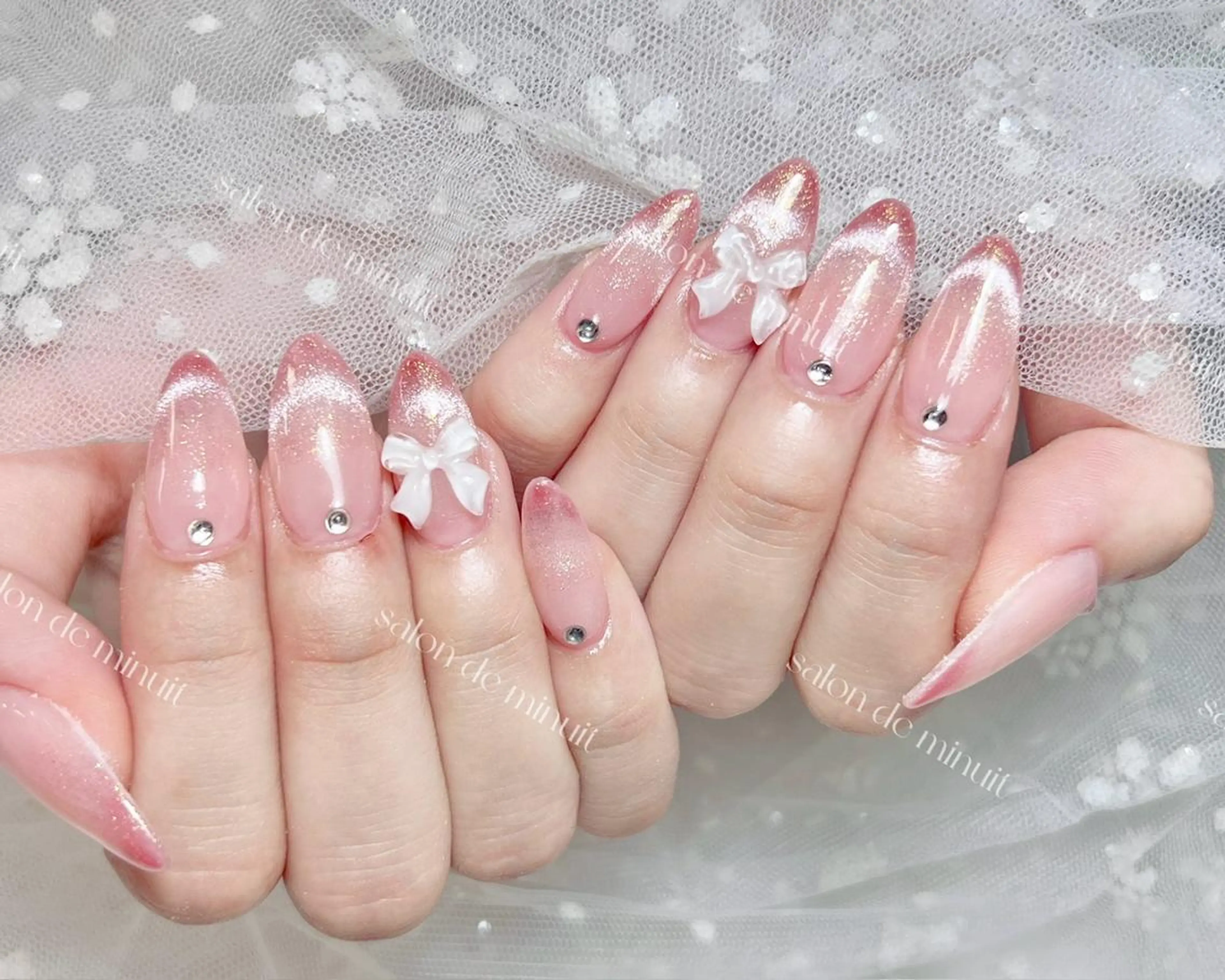 💅チップ長さだし💅マグネットフレンチ/ベイビーブーマー/ビー玉マグネット/ハートマグネット8980の写真