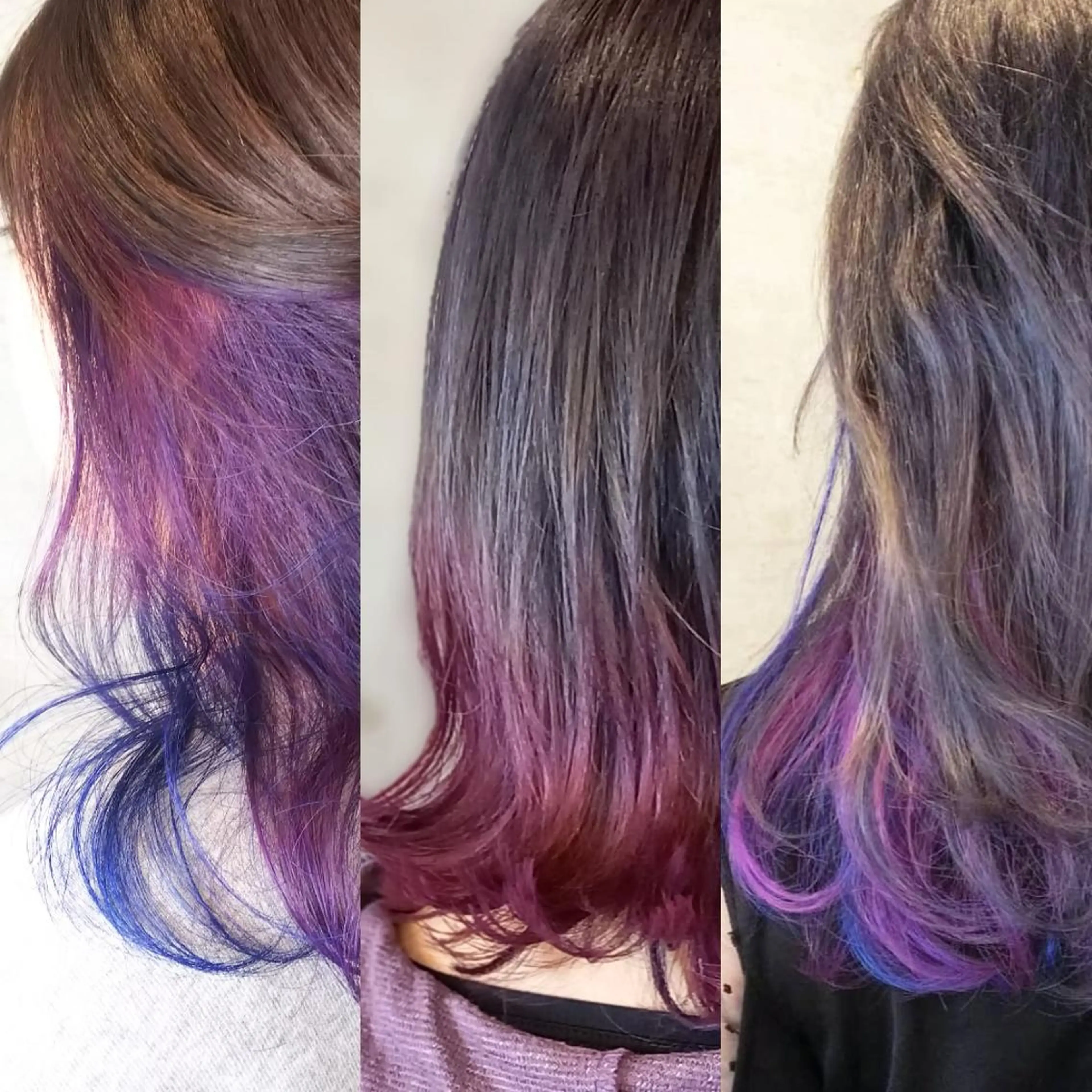 カラー セミロング ブルーカラー デザインカラー ラベンダーカラー デザインカラー /aiのヘアスタイル